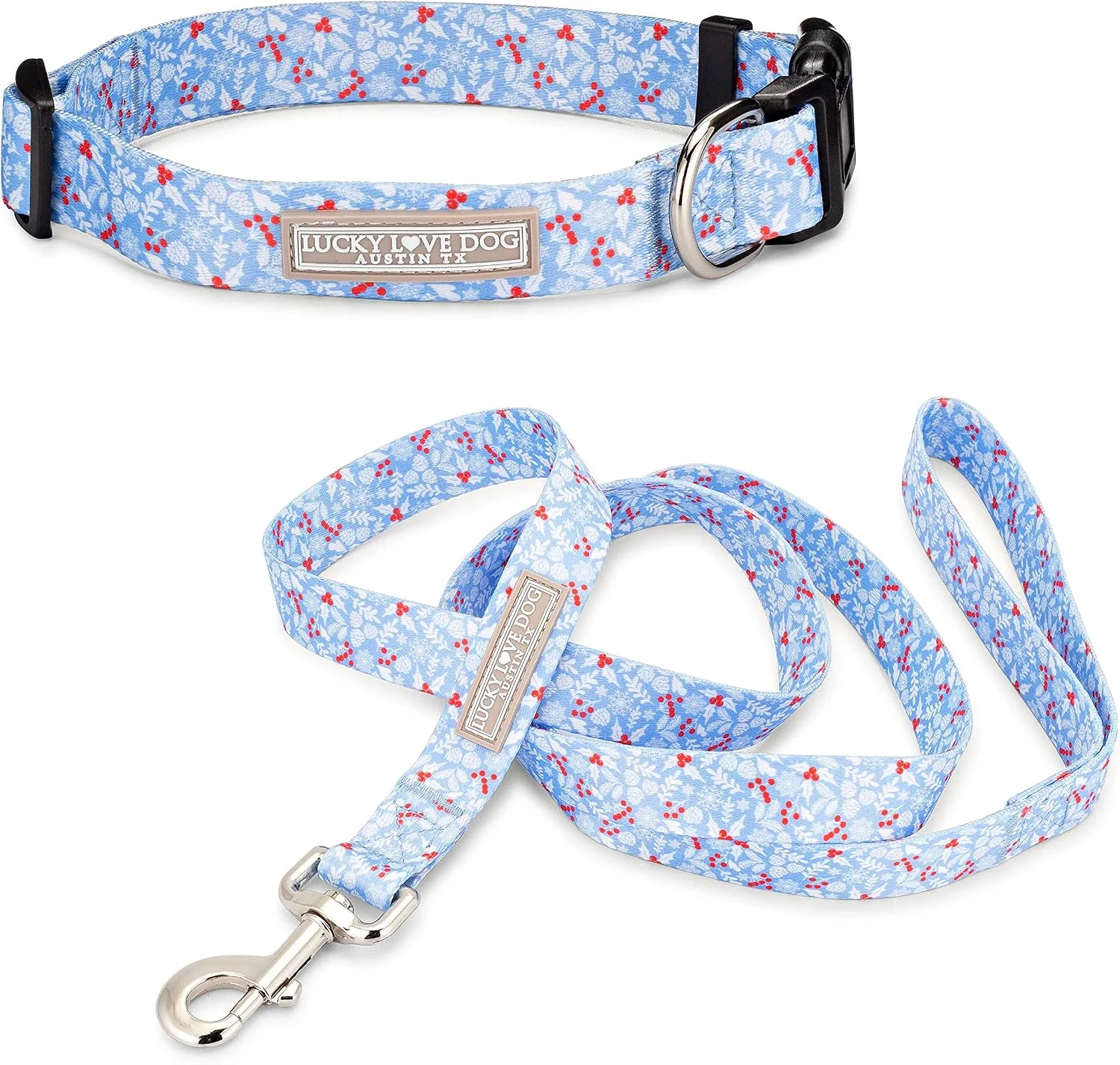 Collar y correa para perro Lucky Love Dog juego a juego Winter Blue talla X-Small