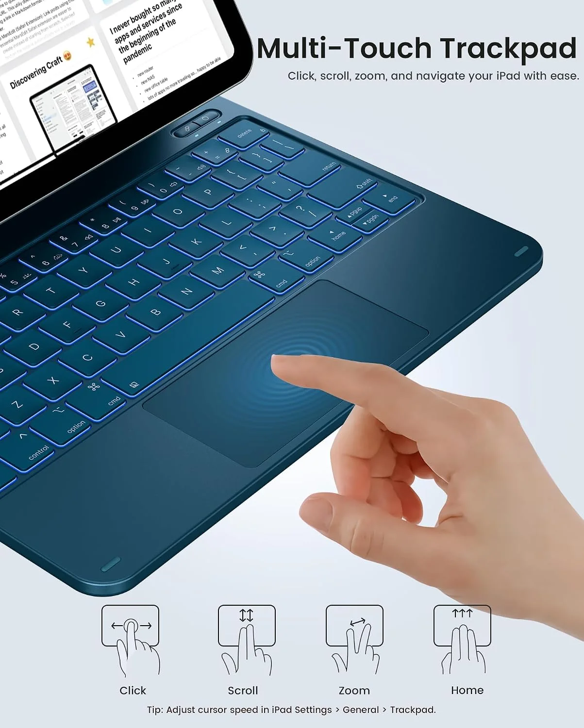 Funda con Teclado typecase Edge para iPad 11" (A16) / 10.ª Gen - Azul Pacífico