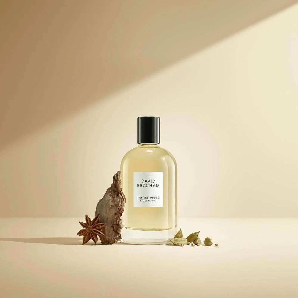 Eau de Parfum David Beckham Refined Woods, notas amaderadas y especiadas de cardamomo, lavanda y cedro