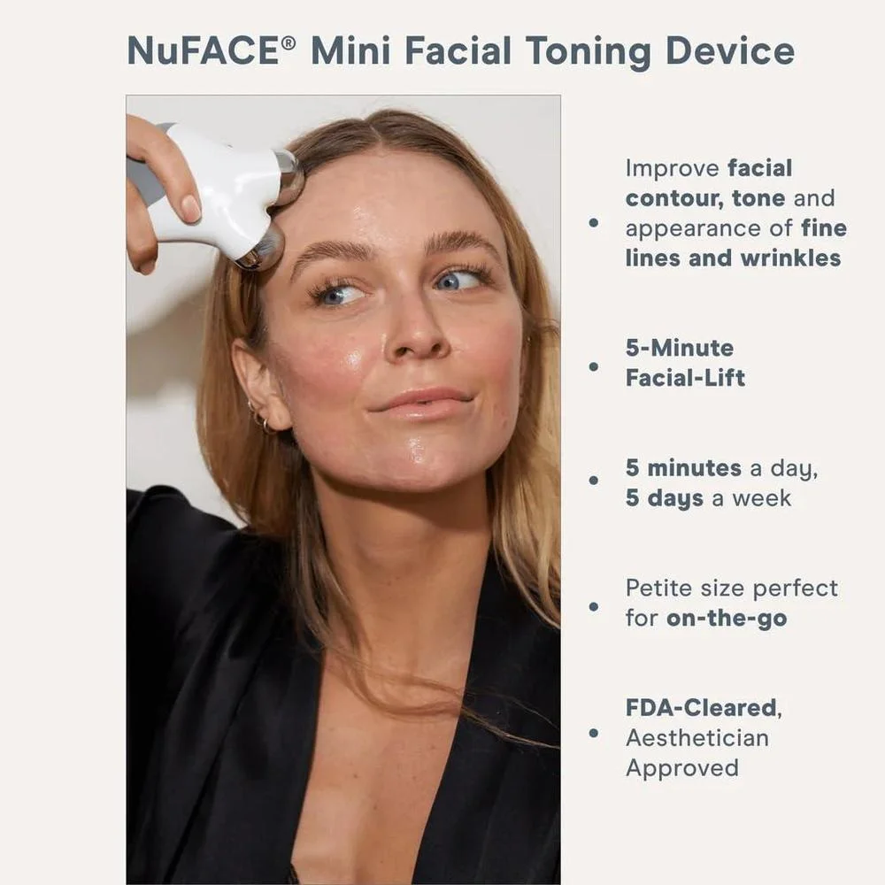 Dispositivo portátil NuFACE Mini para tonificación de la piel del rostro, mejora el contorno y reduce líneas finas