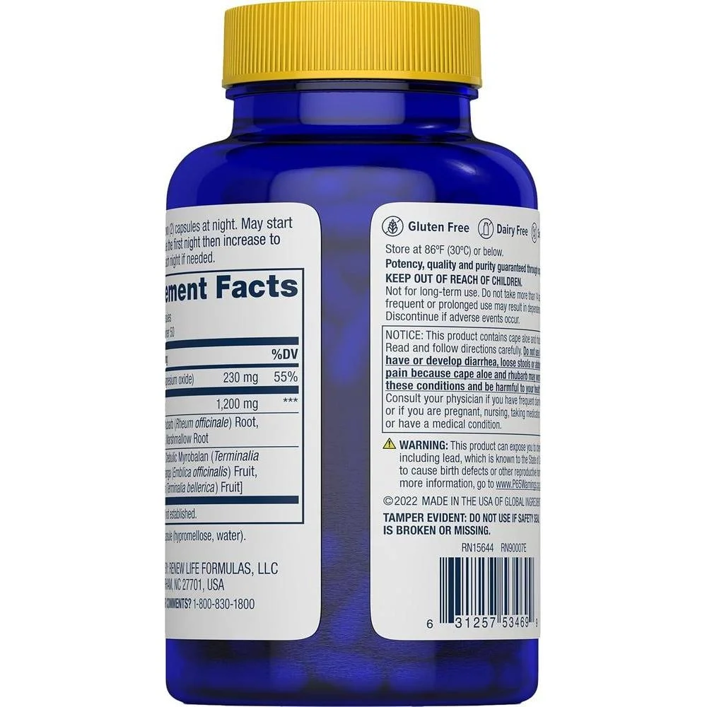 Renew Life Cleanse More Detox, fórmula herbal para la regularidad, sin gluten, lácteos ni soja, 100 cápsulas vegetarianas
