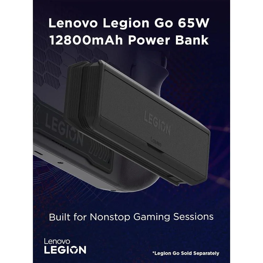 Banco De Energía Portátil Lenovo Legion Go 65W Con Cable USB-C, Fijación Magnética, Soporte Y Protección De Sobrecarga