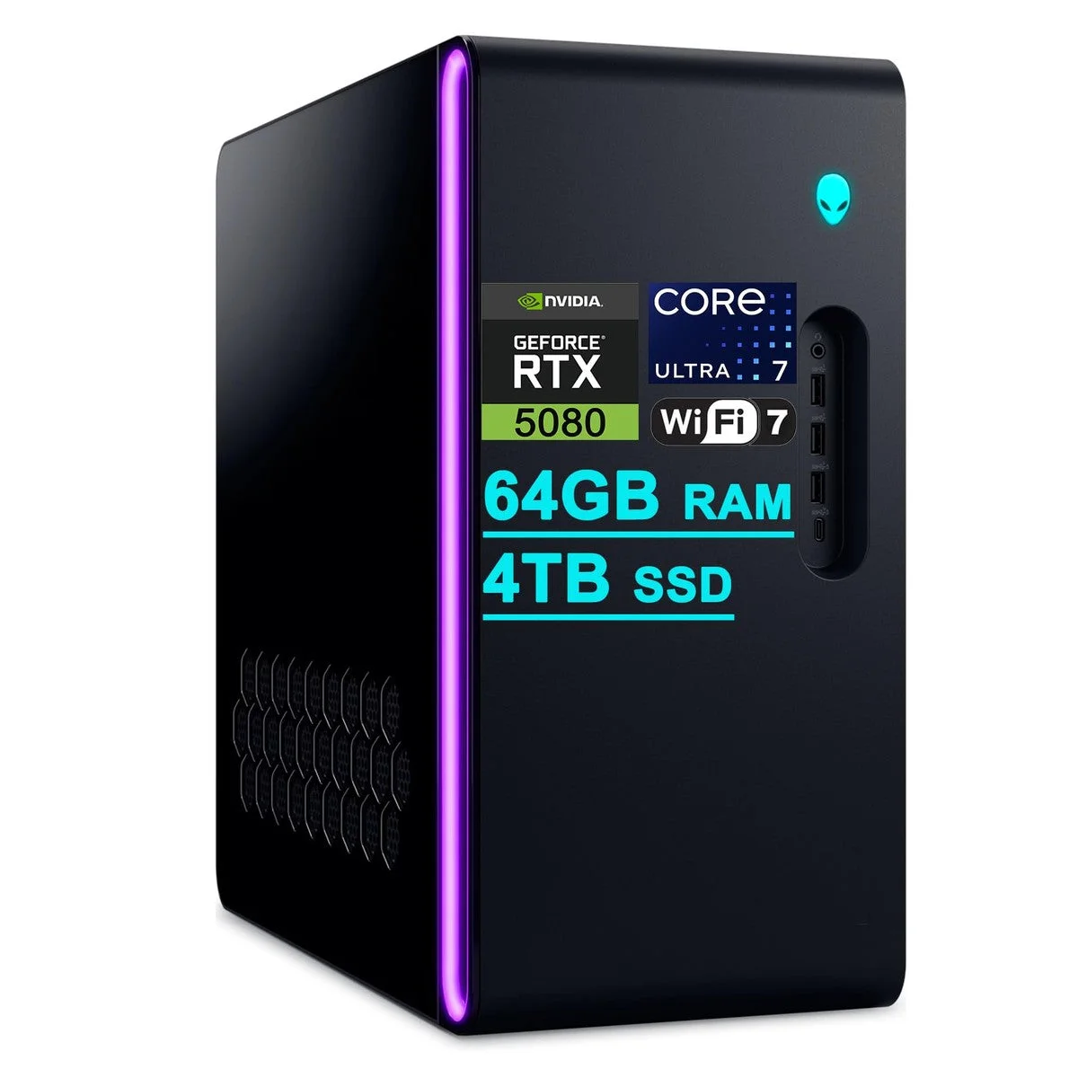 Dell Alienware Aurora ACT1250 Gaming Desktop con Intel 20-core, 64GB RAM, 4TB SSD, RTX 5080, Enfriador Líquido y Windows 11