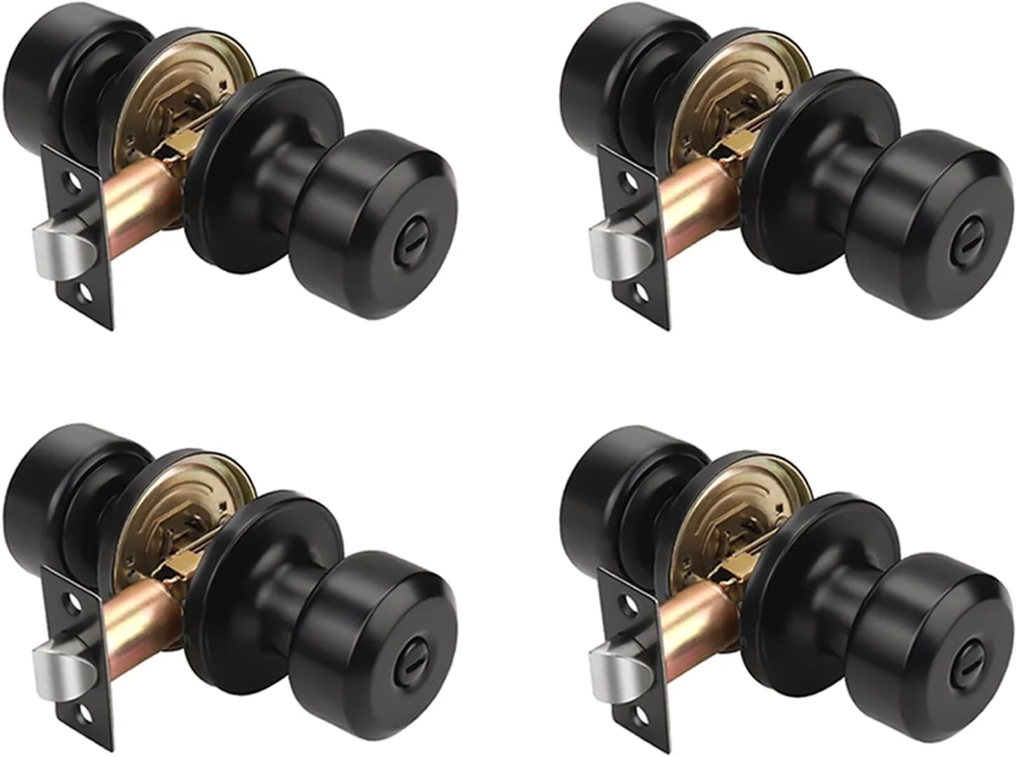 Manija para puerta cilíndrica KNOBWELL privacidad acero inoxidable negro mate 4 piezas