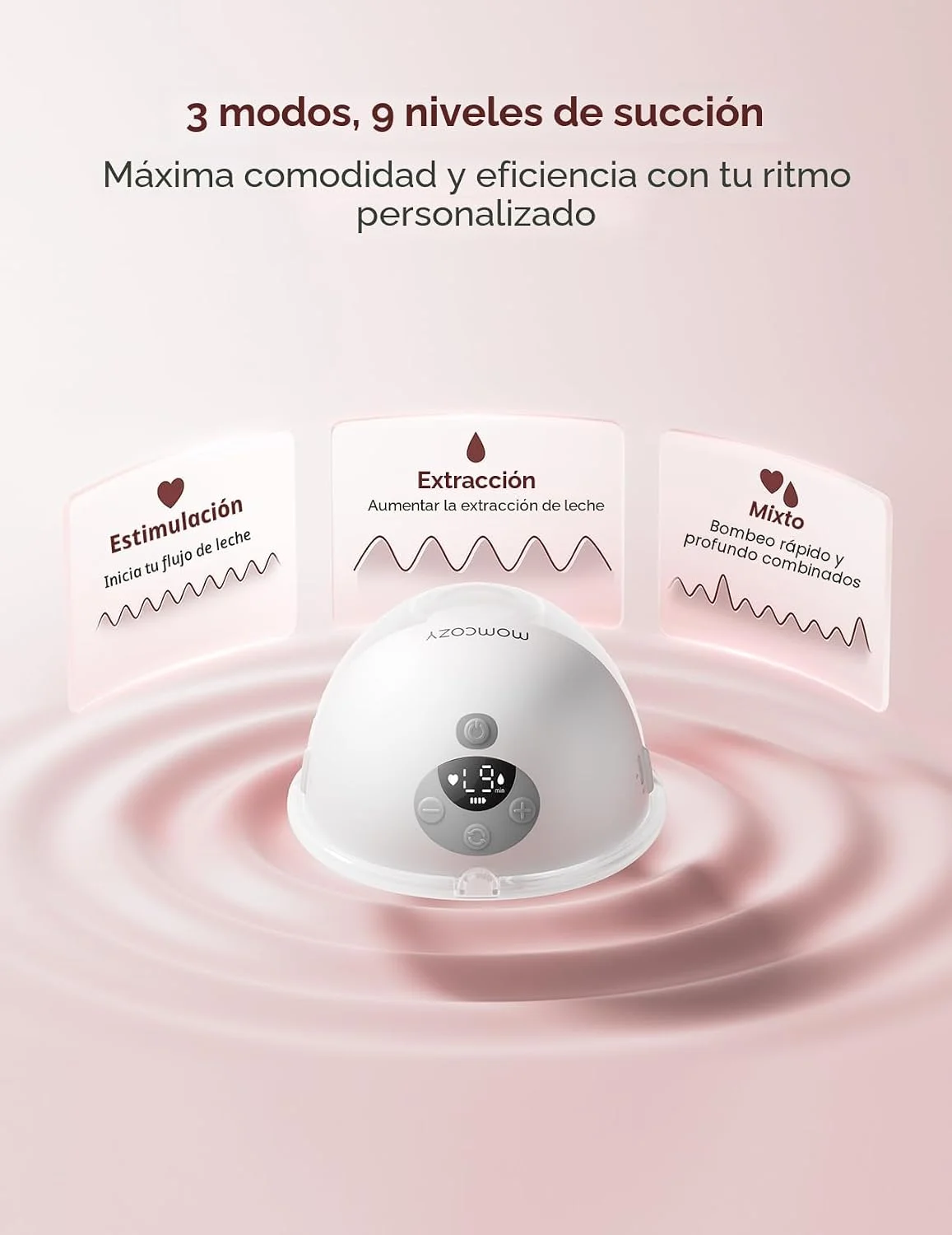 Momcozy M5 Extractor de Leche Inteligente Manos Libres - Pack de 2 (Gris)
