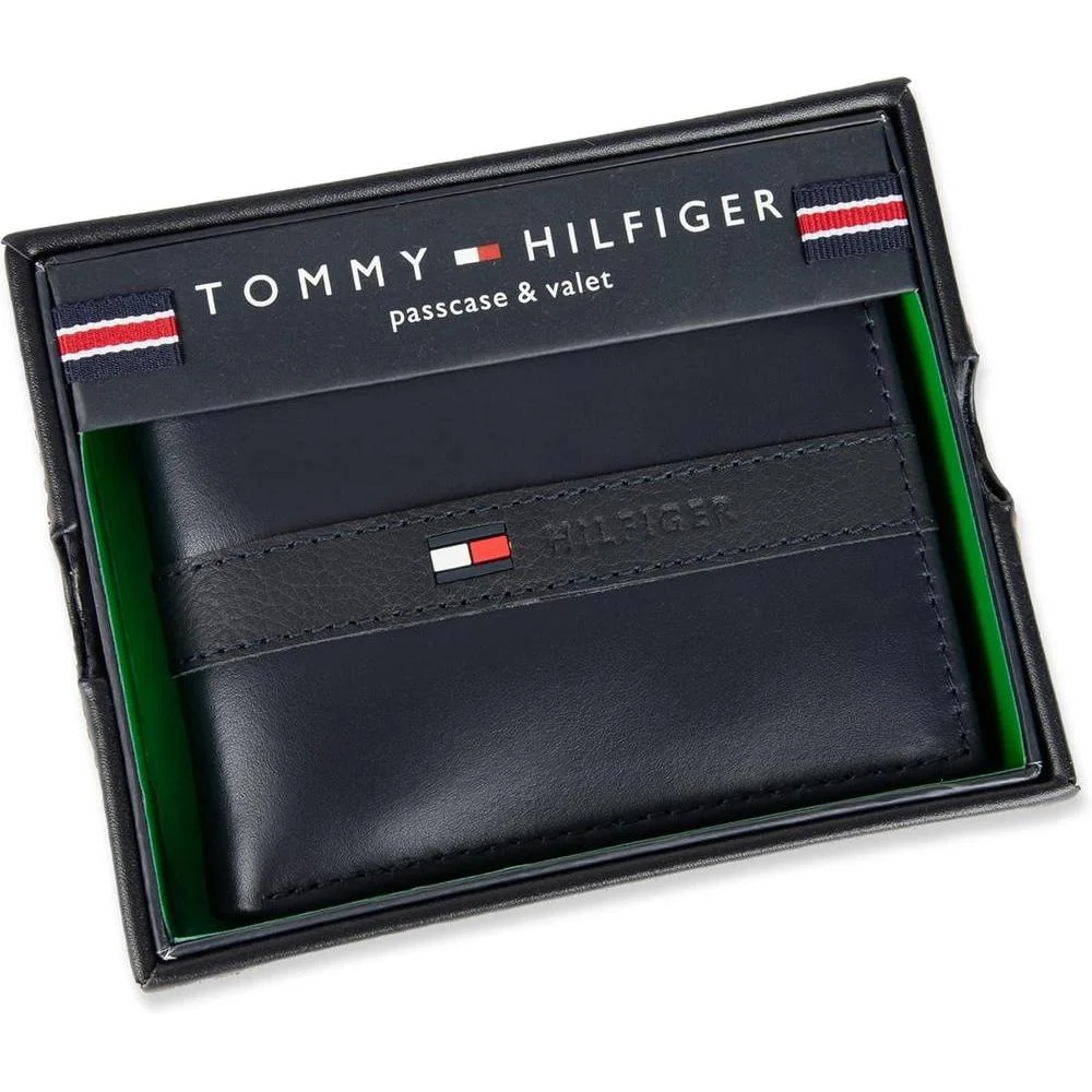 Billetera Tommy Hilfiger para hombre diseño clásico de cuero auténtico