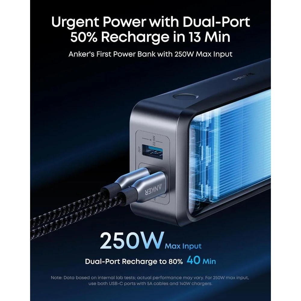 Anker Power Bank, 3 puertos, 26,250mAh, máximo 300W, carga bidireccional, TSA aprobado, control app, para MacBook iPhone