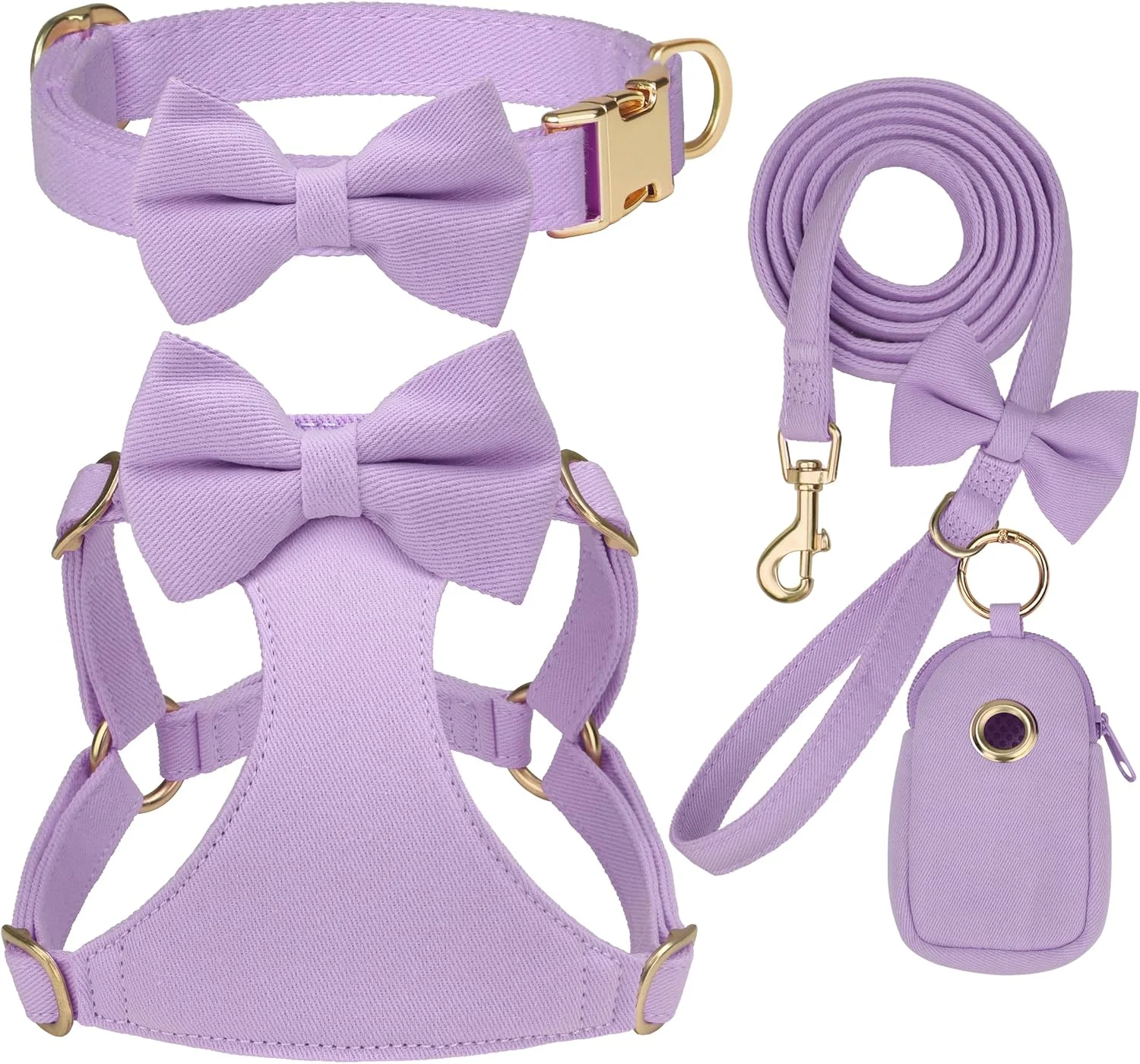 Arnés para perro pequeño Beirui con correa y collar, morado, talla XXS