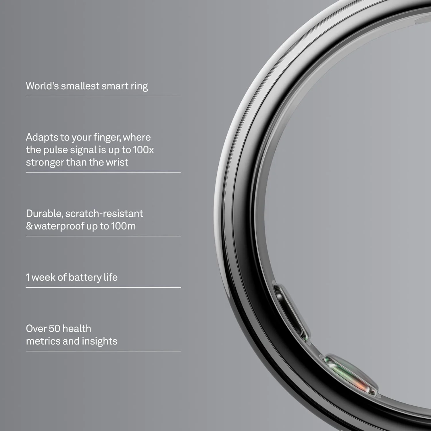 Oura Ring 5 - Anillo Inteligente de Salud y Sueño - Plata