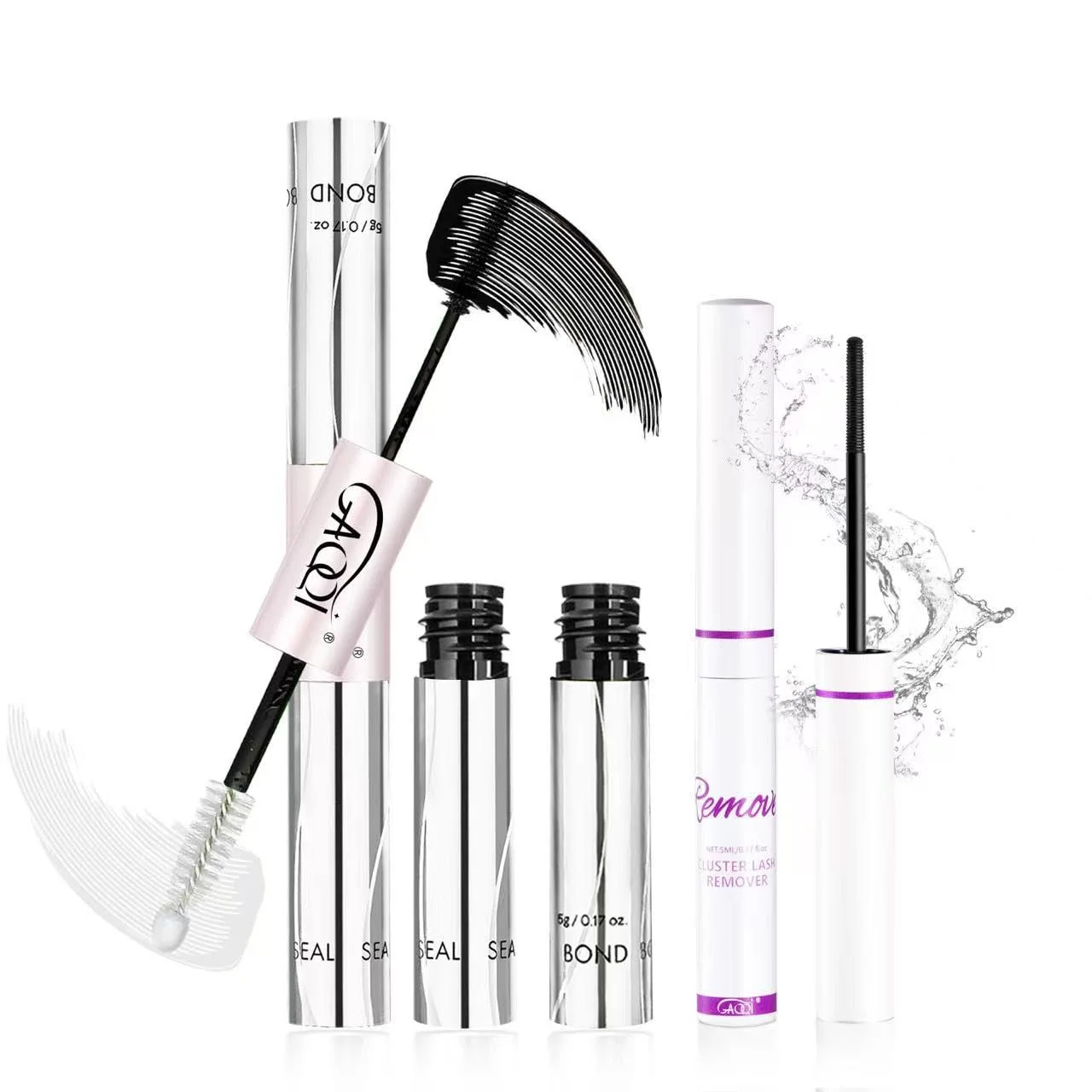 GAQQI Lash Bond and Seal + Remover, Lash Cluster Glue Black - 10ml+5ml