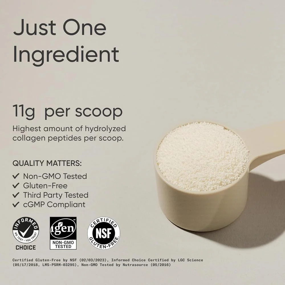 Péptidos de colágeno sin sabor, certificado Paleo sin OMGs ni gluten, fácil de mezclar para piel y articulaciones saludables