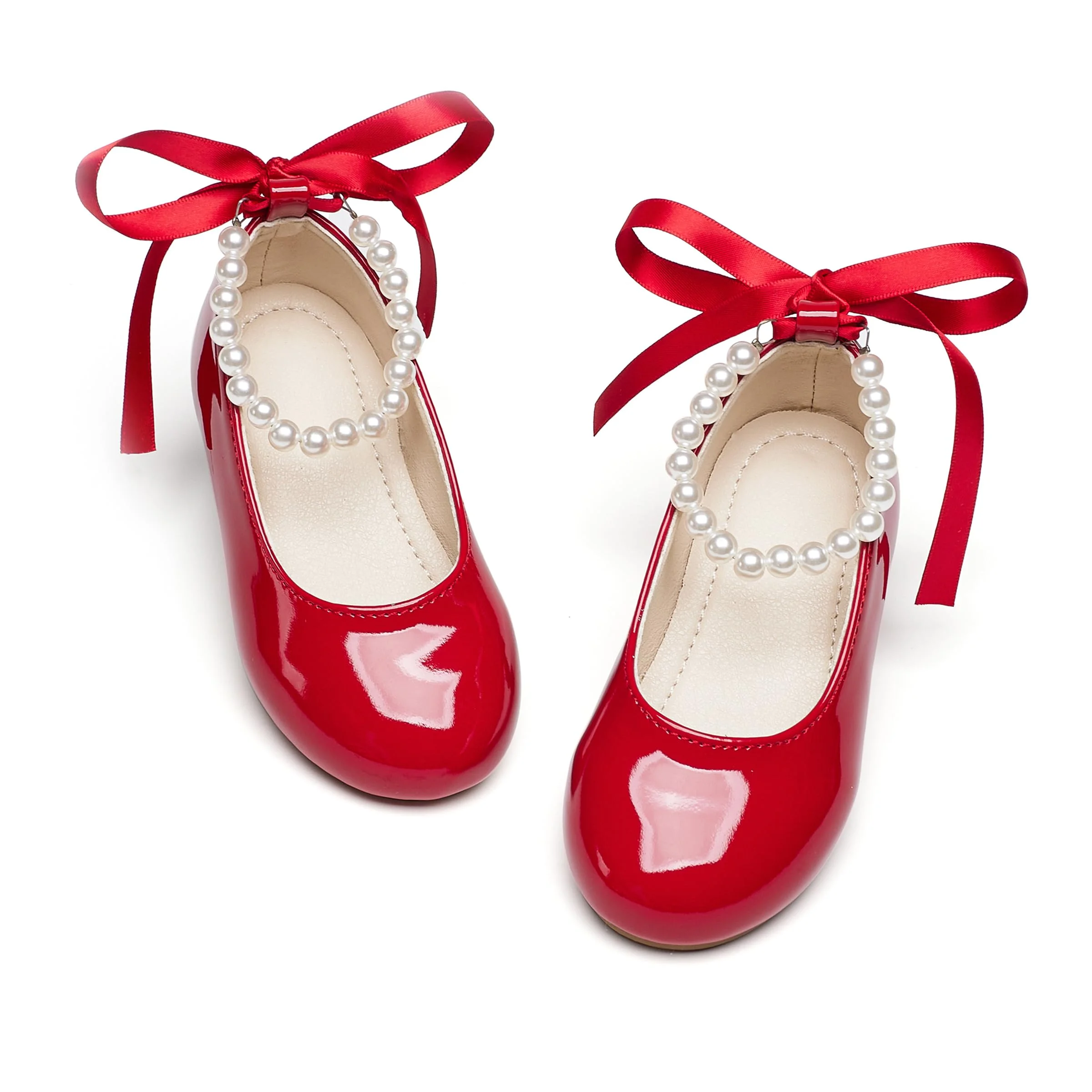 Zapato Phiramin Flower Girl Ballet Flat con Correa Perla para Niña