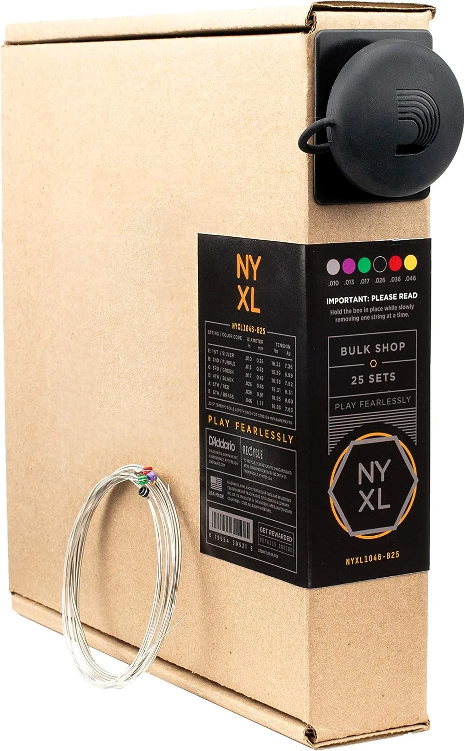 Juego de cuerdas para guitarra eléctrica D'Addario NYXL 10-46, 25 sets