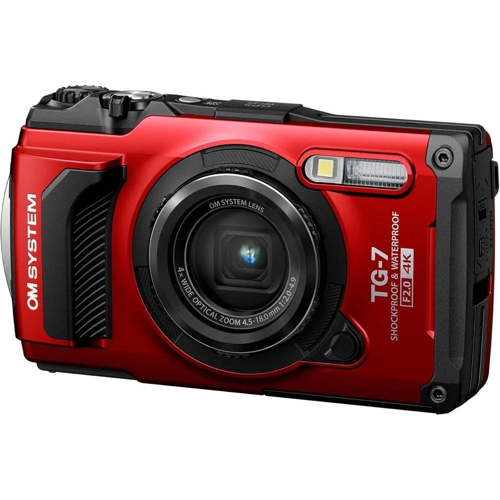 OM System OLYMPUS Tough TG-7 Cámara Subacuática Roja, Impermeable, Alta Resolución y Brillo, Video 4K, Disparo Macro