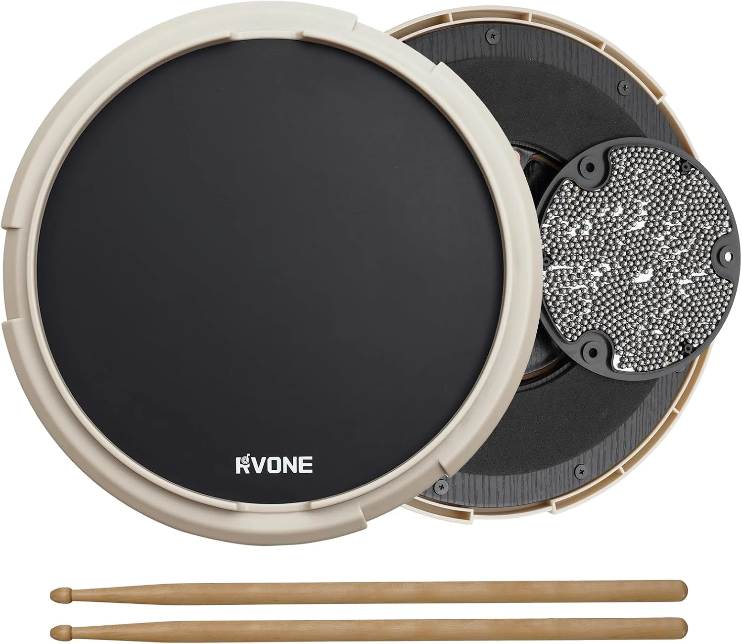 RVONE 12 Inch Practice Drum Pad, 800 Steel Beads for Snare Feel, White