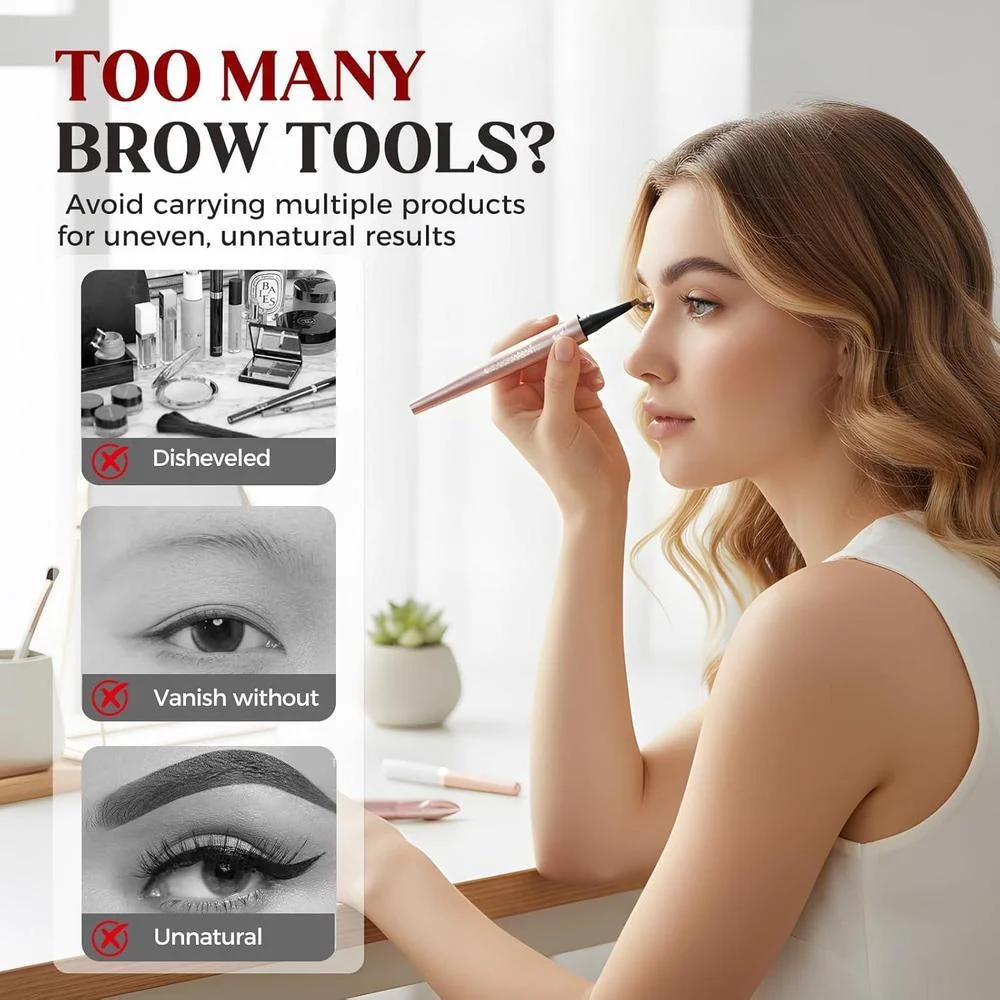 Lápiz De Cejas 3d Microblading De 4 Puntas Resistente Al Agua Larga Duración Para Trazos Finos Y Look Natural