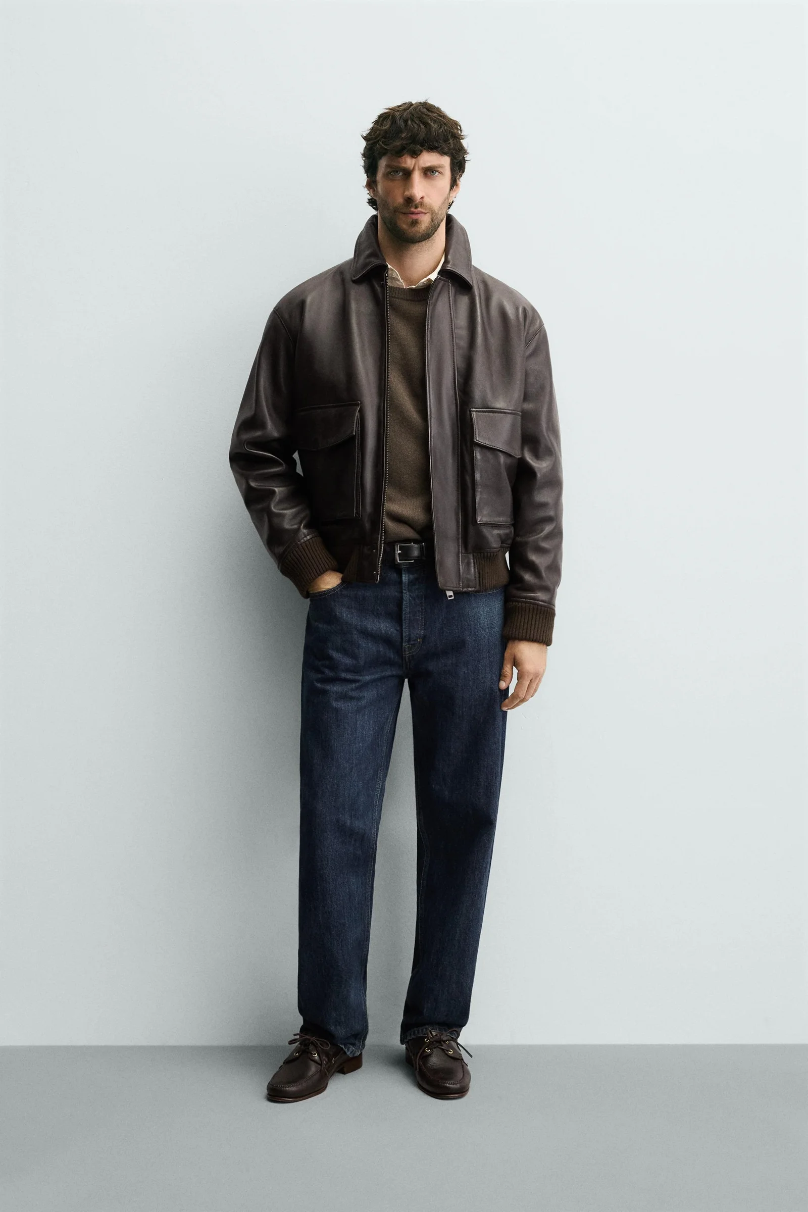 Cazadora Relaxed Fit Piel Zara