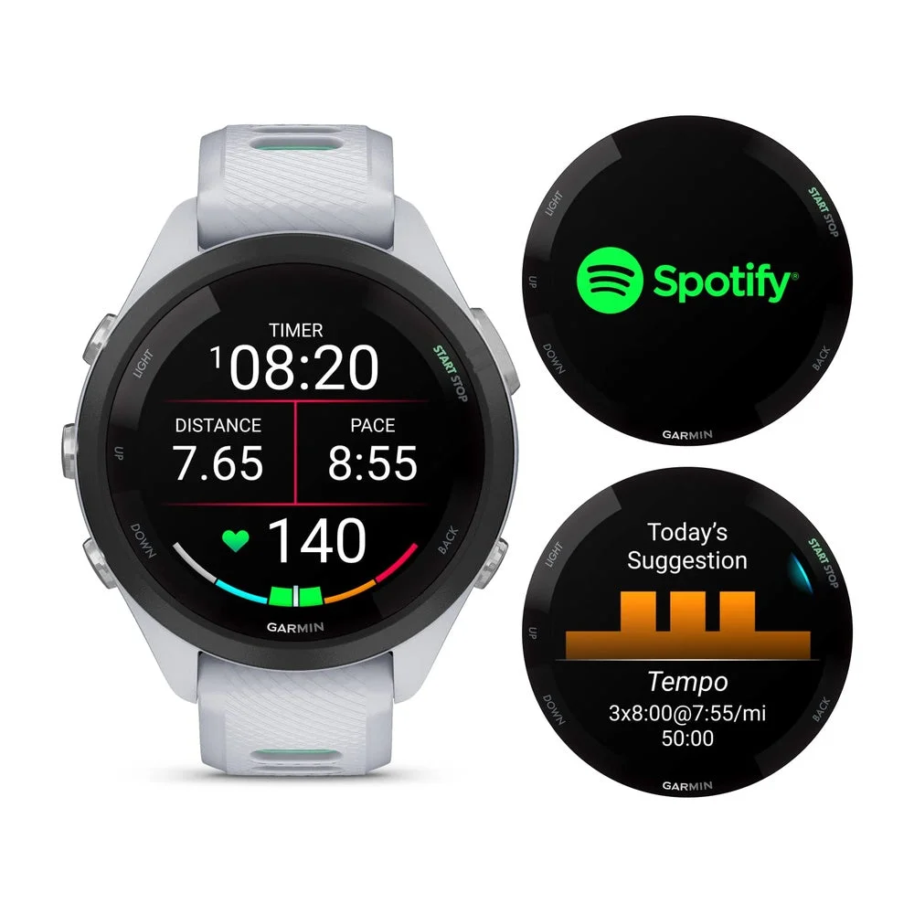 Garmin Forerunner 265S Music GPS Smartwatch Pantalla AMOLED Auriculares 42mm Blanco Piedra
