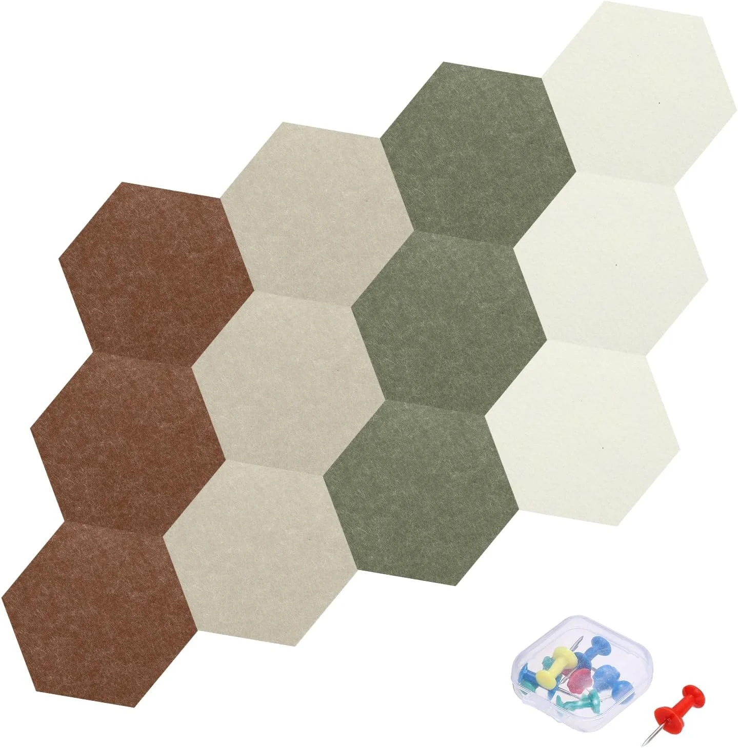 MECCANIXITY 12Pcs Hexagon Acoustic Panels 7.9 x 6.9 x 0.47" B1 Fireproof Soundproof Foam Panels with 7 Push Pins for Wall Decoration Home Studio(Deep Coffee,Deep Brown,Dark Brown,Light Yellow)