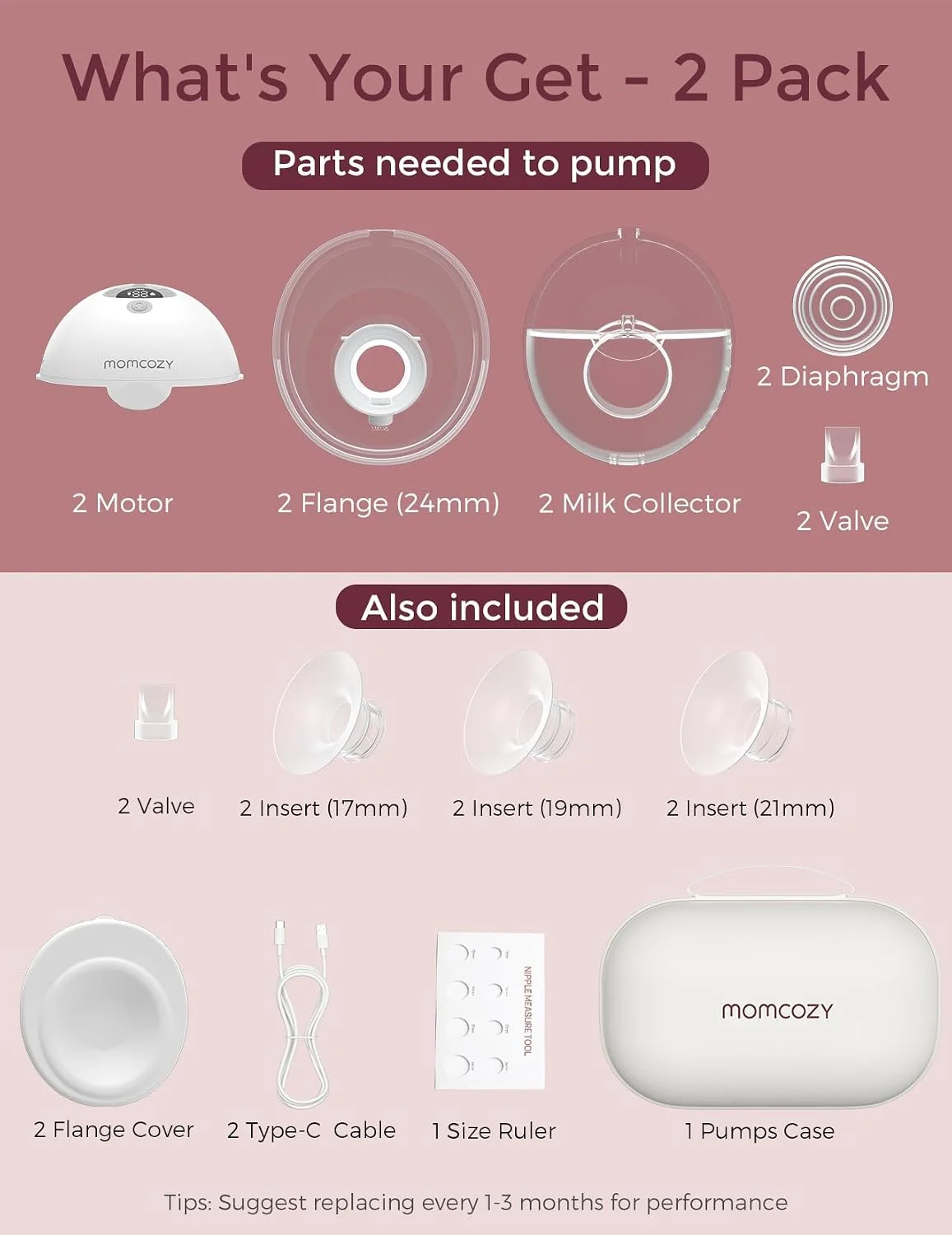 Momcozy M5 Extractor de Leche Inteligente Manos Libres - Pack de 2 (Gris)