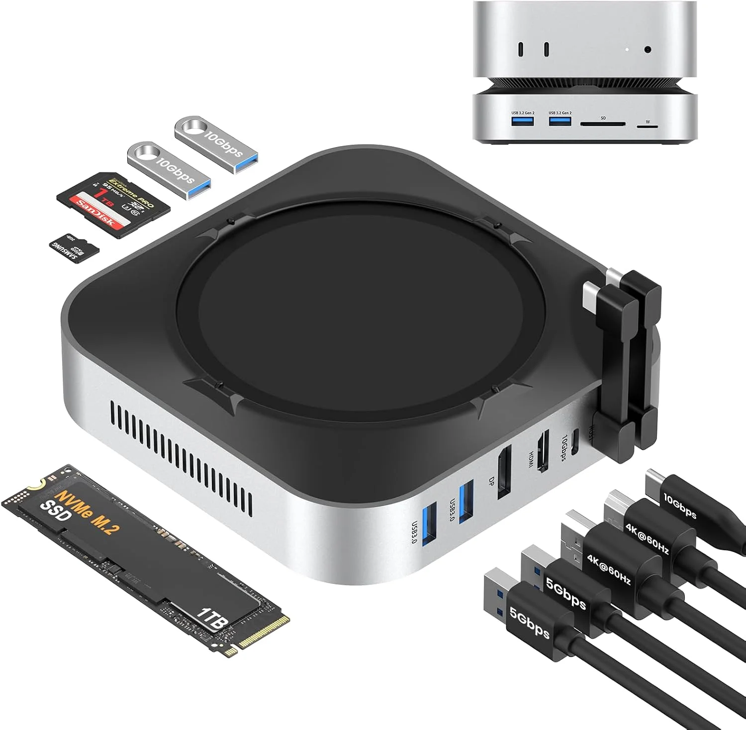Docking Station BAOZEE Mac mini M4 con Enclosure NVMe SSD 8TB 40Gbps 10 en 1