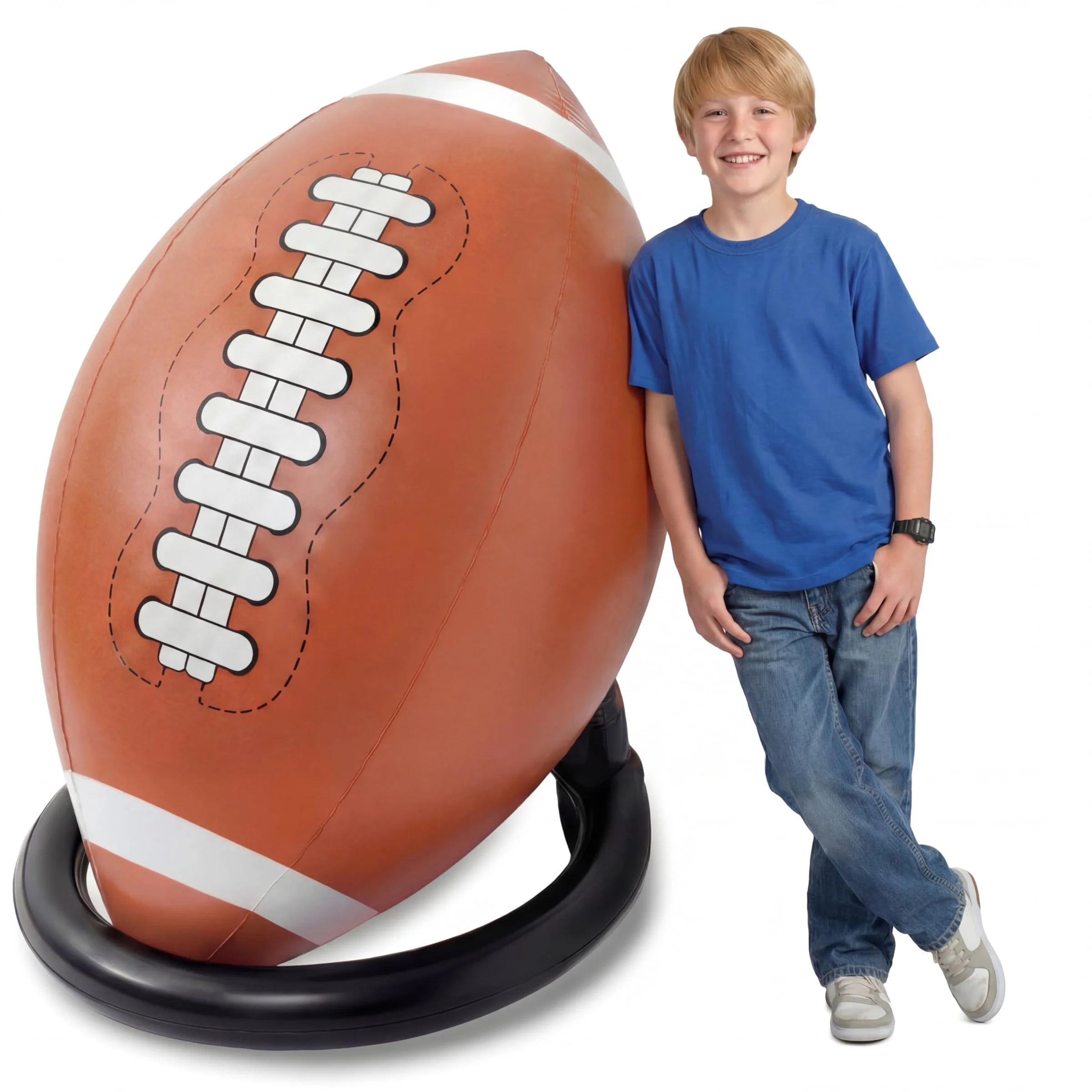 Deekin 40" Giant Jumbo Inflatable Football with Tee Set - Blow up Football Toy for Game Day Tailgate, Outdoor Games, Sport Theme Party & Birthday Supplies, Fun for Kids and Adults