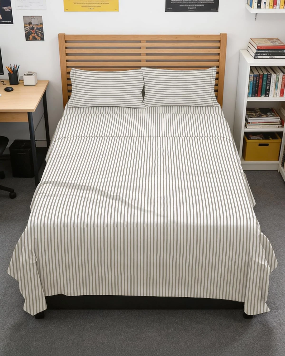 Juego de sábanas Twin 3 piezas microfibra rayas beige
