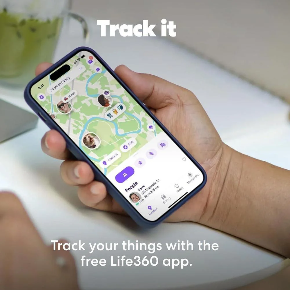Tile Pro de Life360 - Rastreador Bluetooth potente y buscador de llaves/artículos, compatible con iOS y Android, paquete de 4 colores negros/blancos