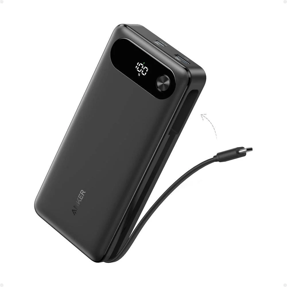 Batería externa Anker Power Bank 20000mAh 87W con cable USB-C integrado Negro
