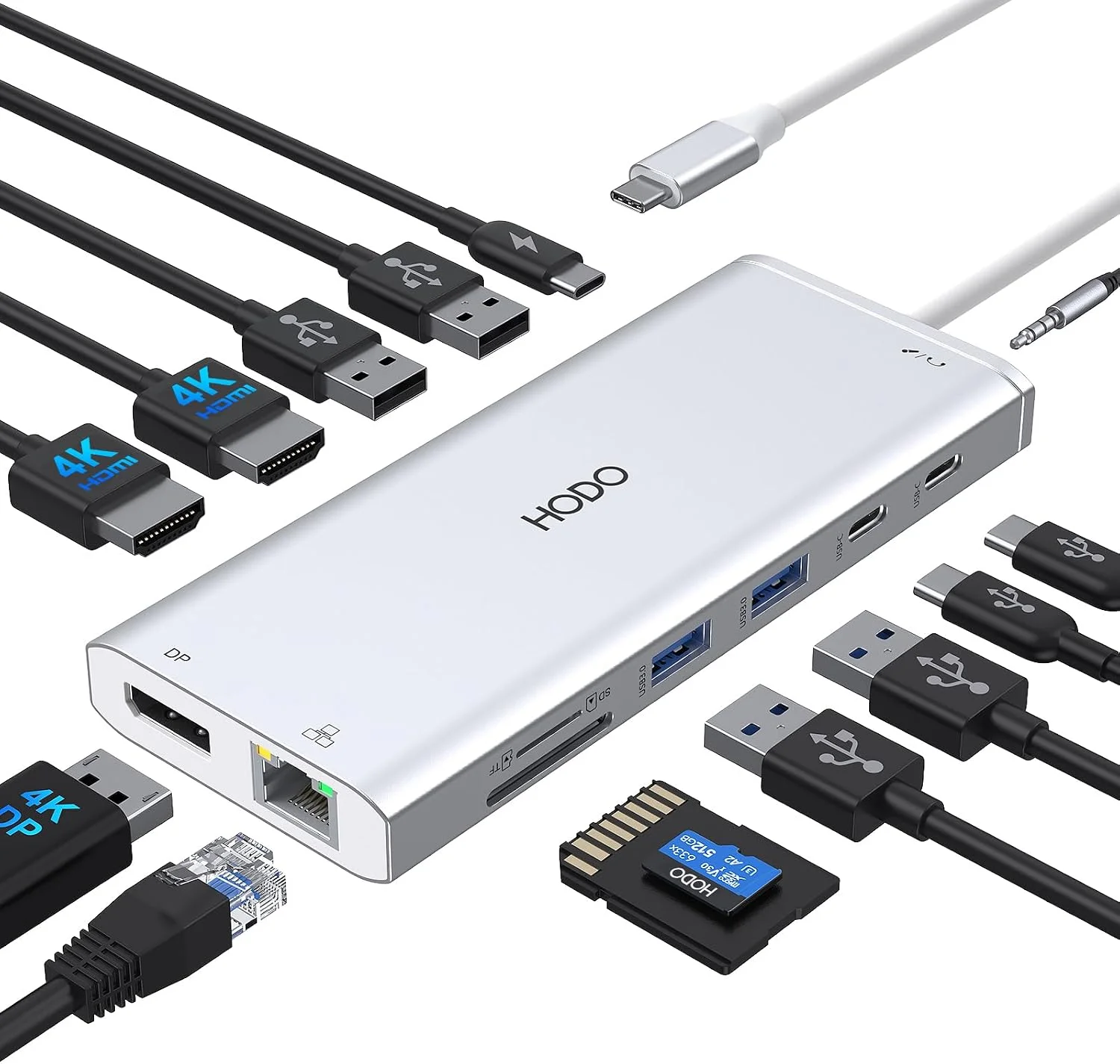 Docking Station USB-C HODO 14 en 1 para dual monitor