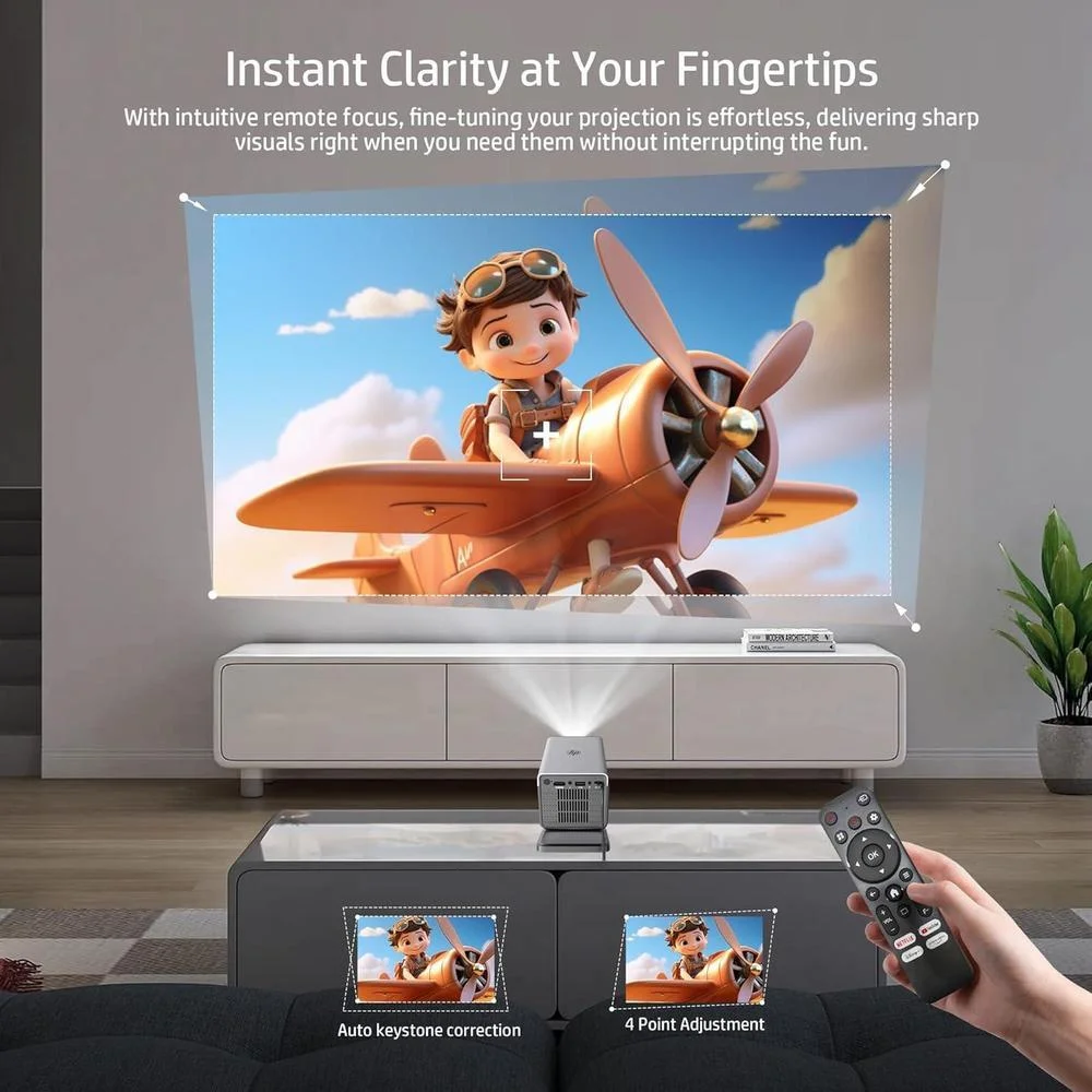 HP MC450 Mini proyector portátil inteligente con WiFi, Bluetooth, aplicaciones con licencia y soporte 4K, control de voz y USB-C