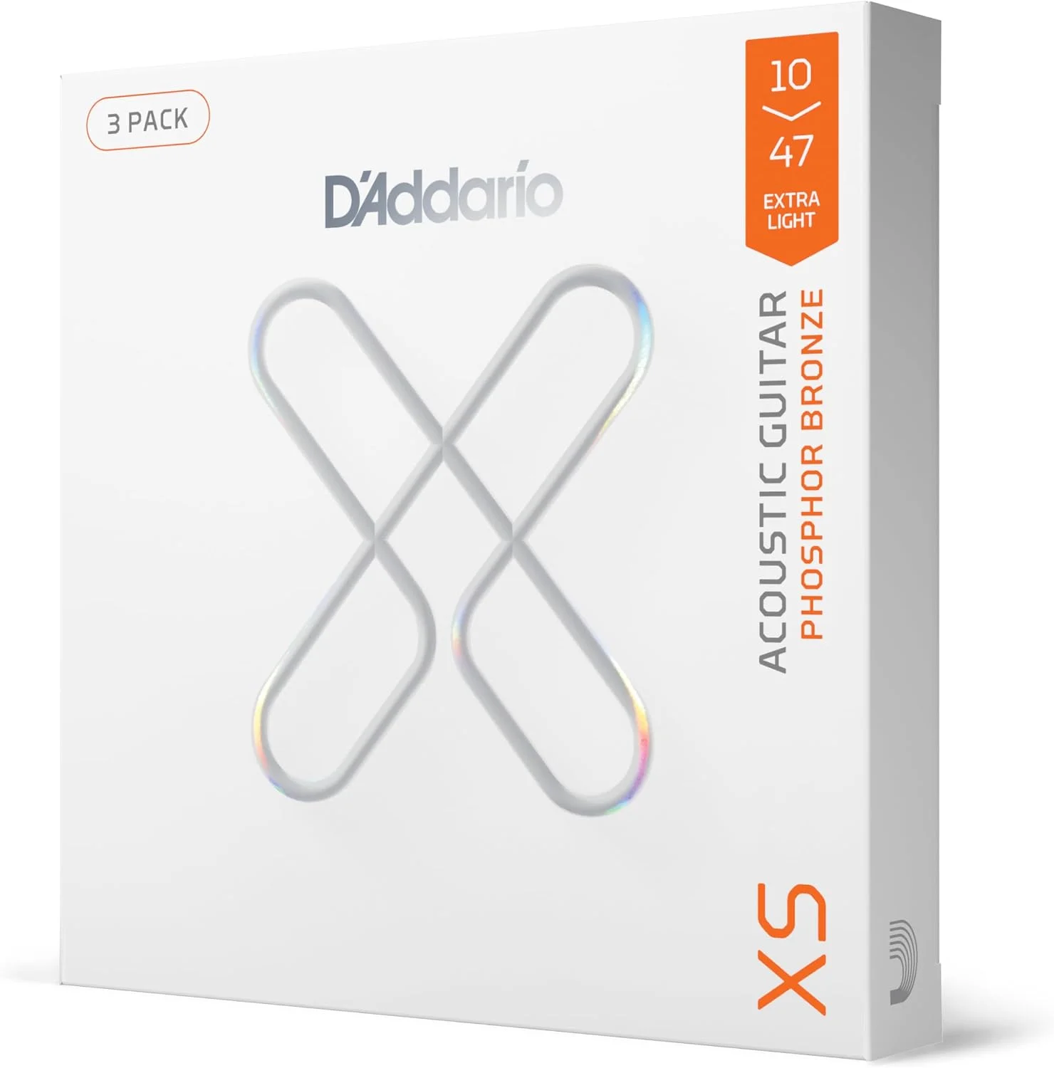 Cuerdas para guitarra acústica D'Addario XS Phosphor Bronze 10-47, 3 juegos