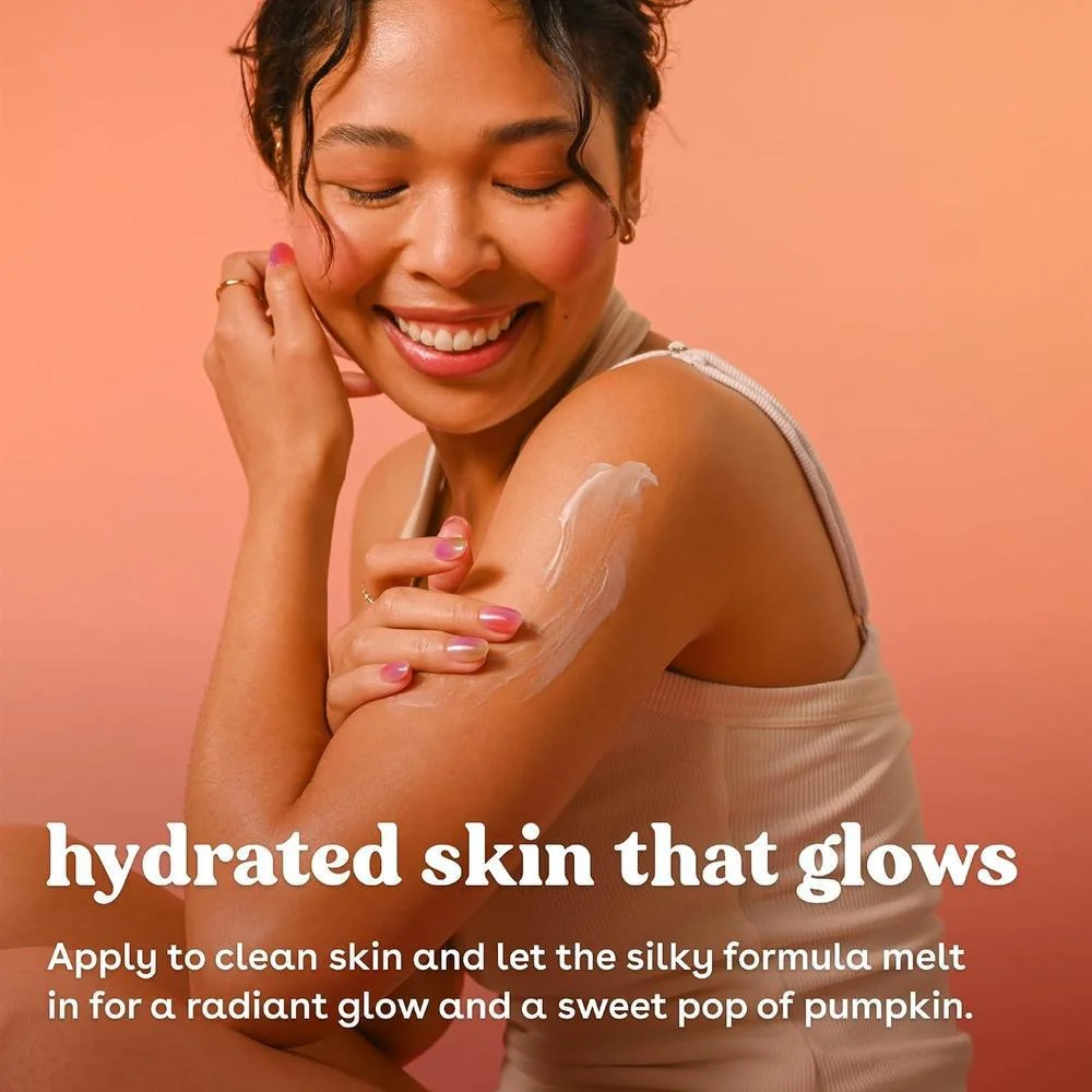 eos Pumpkin Chai Shea Better Body Lotion con manteca de karité, hidratación 24H, aroma calabaza chai