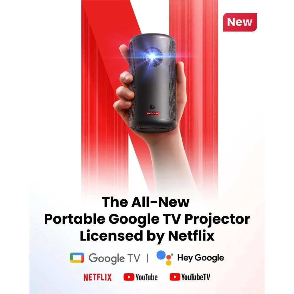Proyector portátil NEBULA Capsule 3 con Netflix y Dolby Digital, imagen 1080p y batería de larga duración
