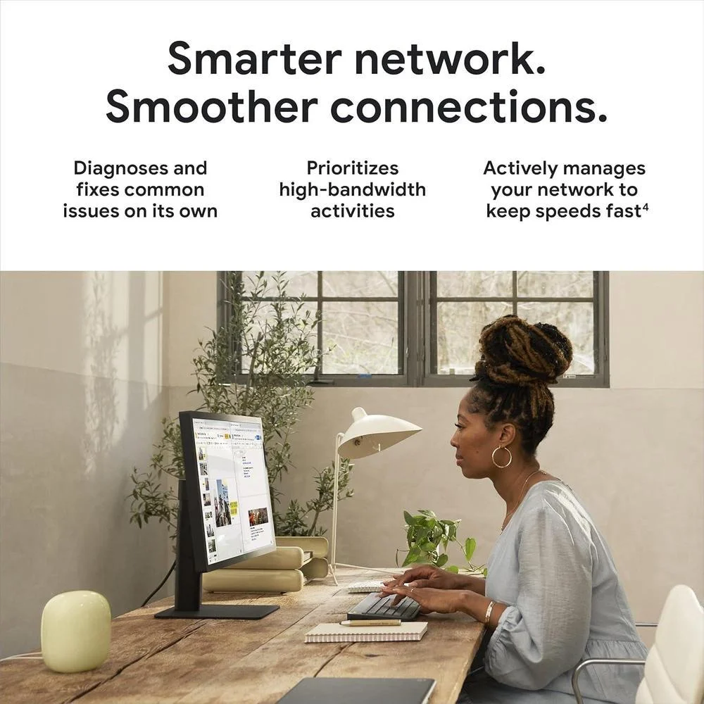 Google Nest WiFi Pro Wi-Fi 6E con velocidad rápida y cobertura total del hogar, router de malla color citronela