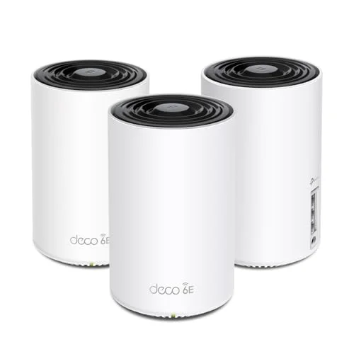 TP-Link Deco XE75 AXE5400 Tri-Band WiFi 6E System - Wi-Fi up to 7200 Sq.Ft, Engadget Rated Best for Most People, Replaces WiFi Router and Extender, AI-Driven New 6GHz Band, 3-Pack