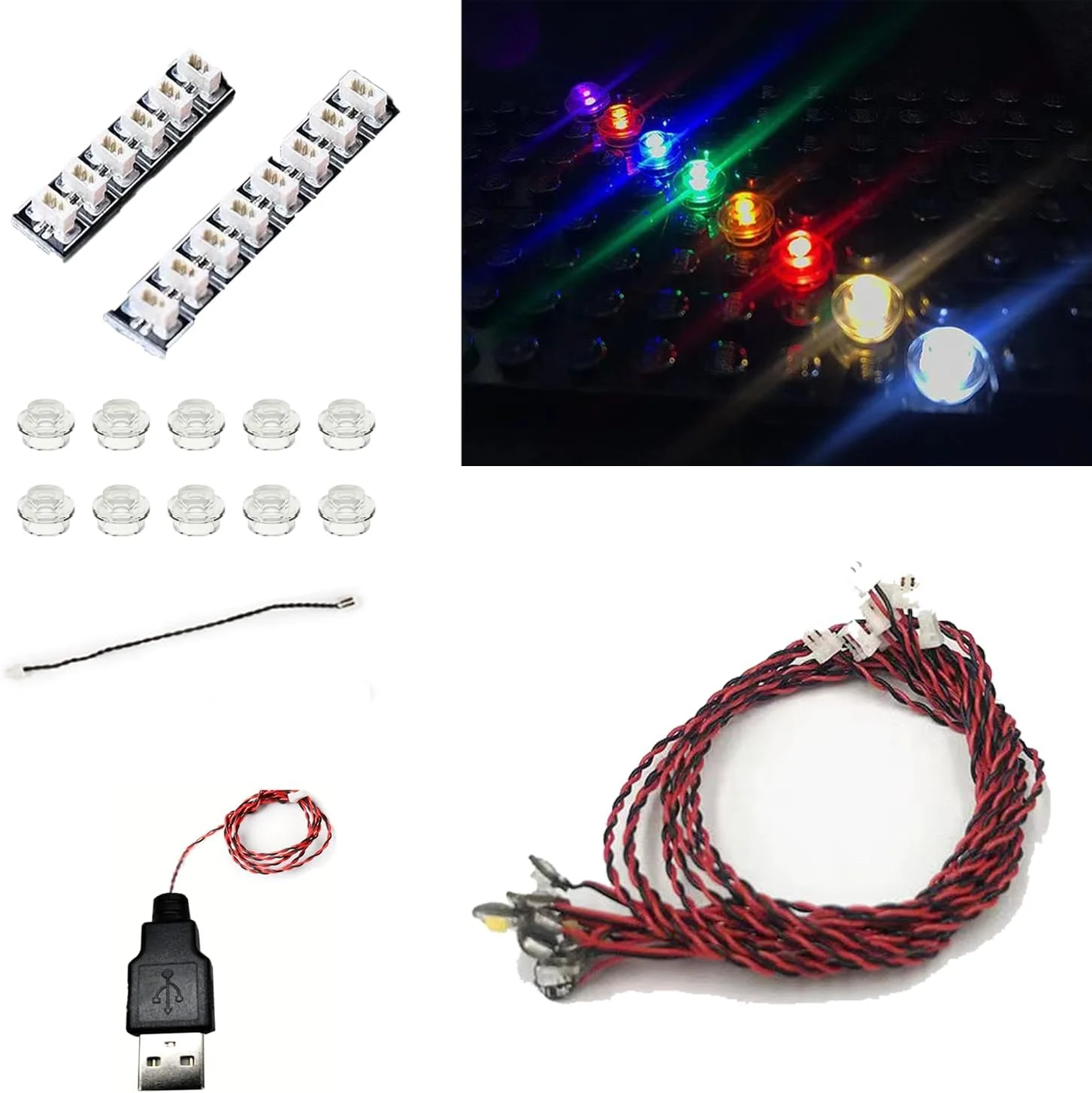 10‑Pack Mini LED Dot Lights for Building Blocks, Pink