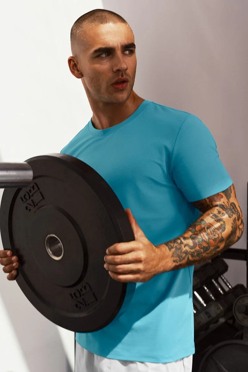 Alo Yoga Conquer Reform Crewneck Short Sleeve - Blue Breeze