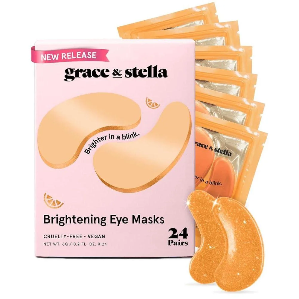 Parches iluminadores Grace & Stella para ojeras con vitamina C, ideales para piel cansada y rutina de cuidado matutino