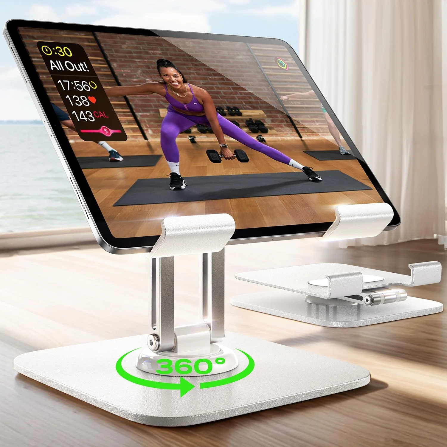 LISEN for iPad Stand Holder Adjustable Tablet Stand for Desk White