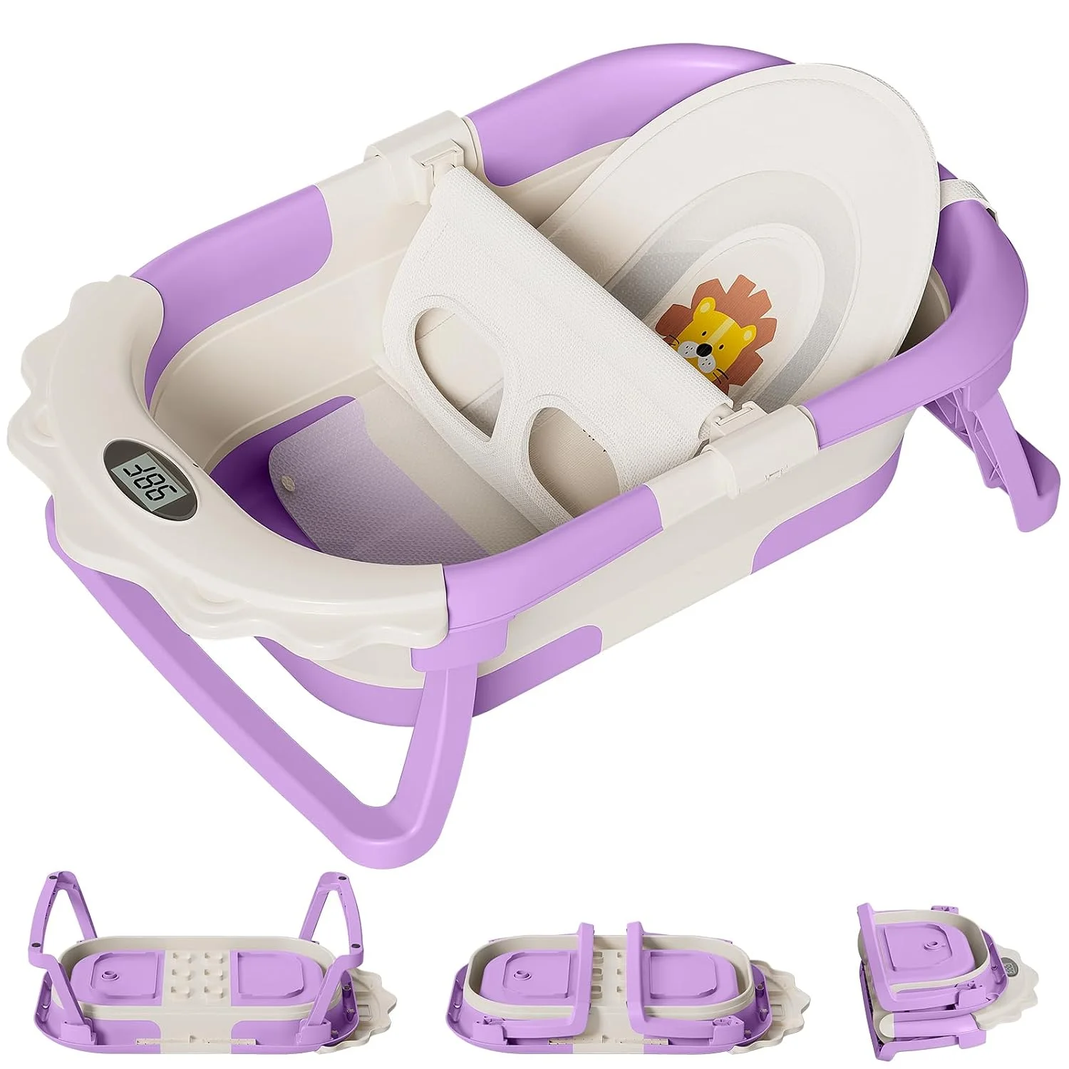 TPN Little Lion Bañera Plegable con Monitor de Temperatura y Cojín Lavanda