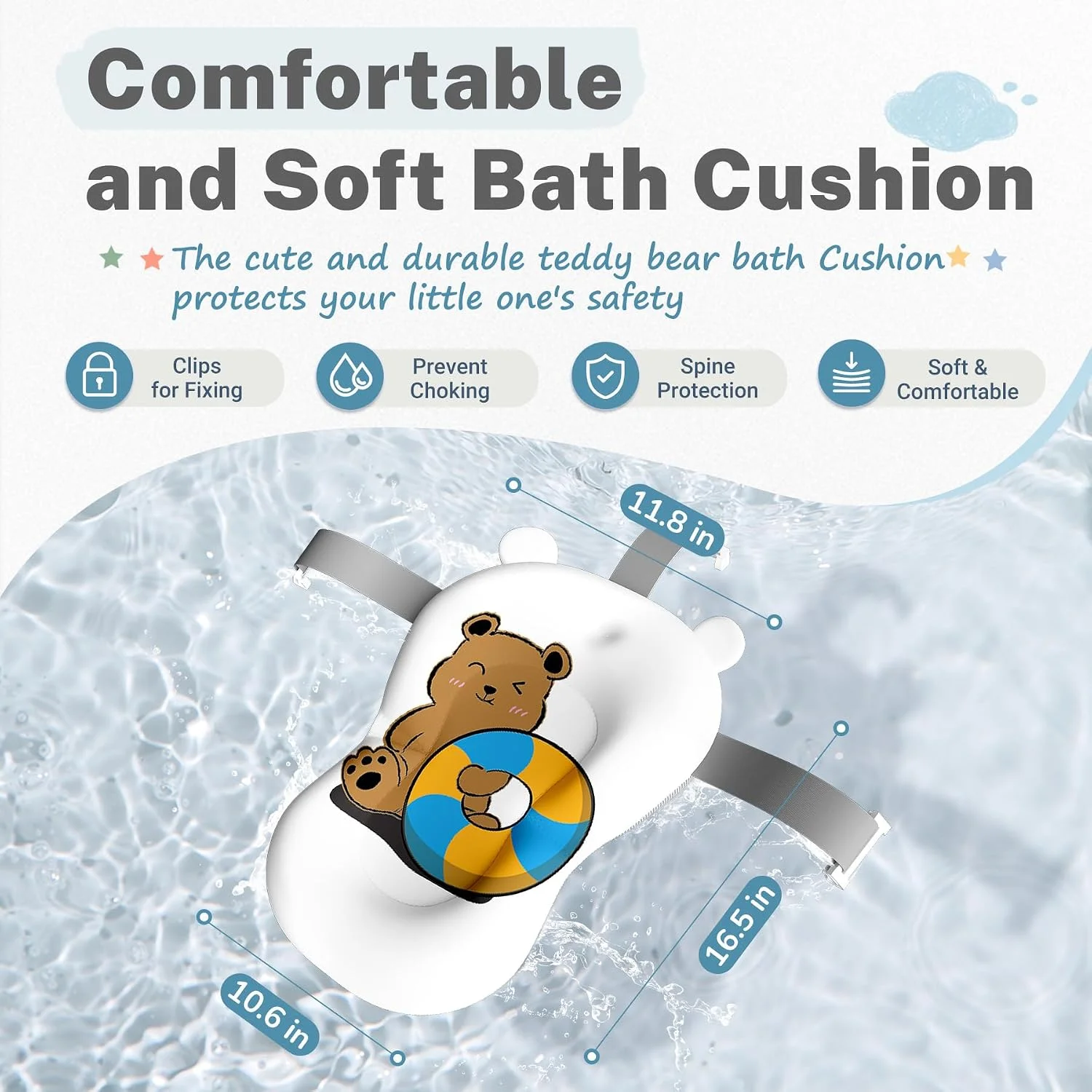 AVIDOR Bañera Plegable para Bebé con Cojín Suave y Base Antideslizante Gris
