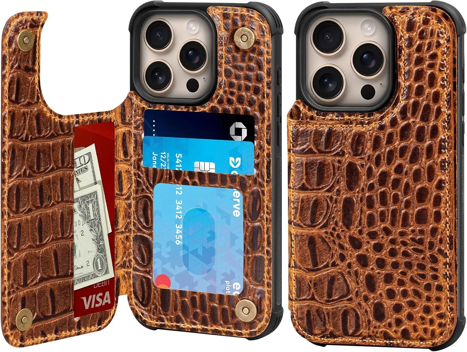 Funda Wallet de Cuero Real para iPhone 16 Pro 6.3 pulgadas