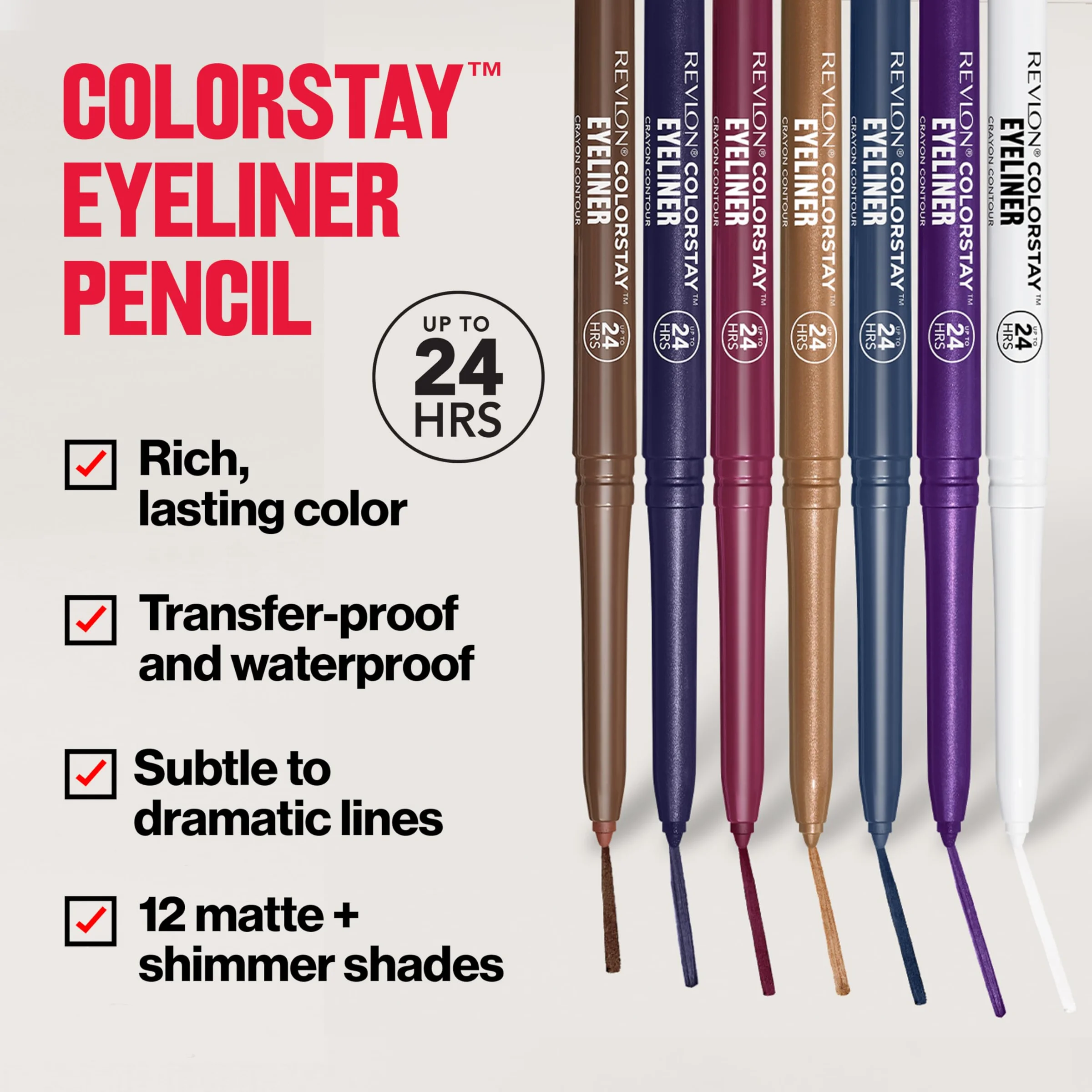 Revlon ColorStay Lápiz Delineador de Ojos Resistente al Agua, Anti-Manchas, Larga Duración, Acabado Mate, 202 Black Brown