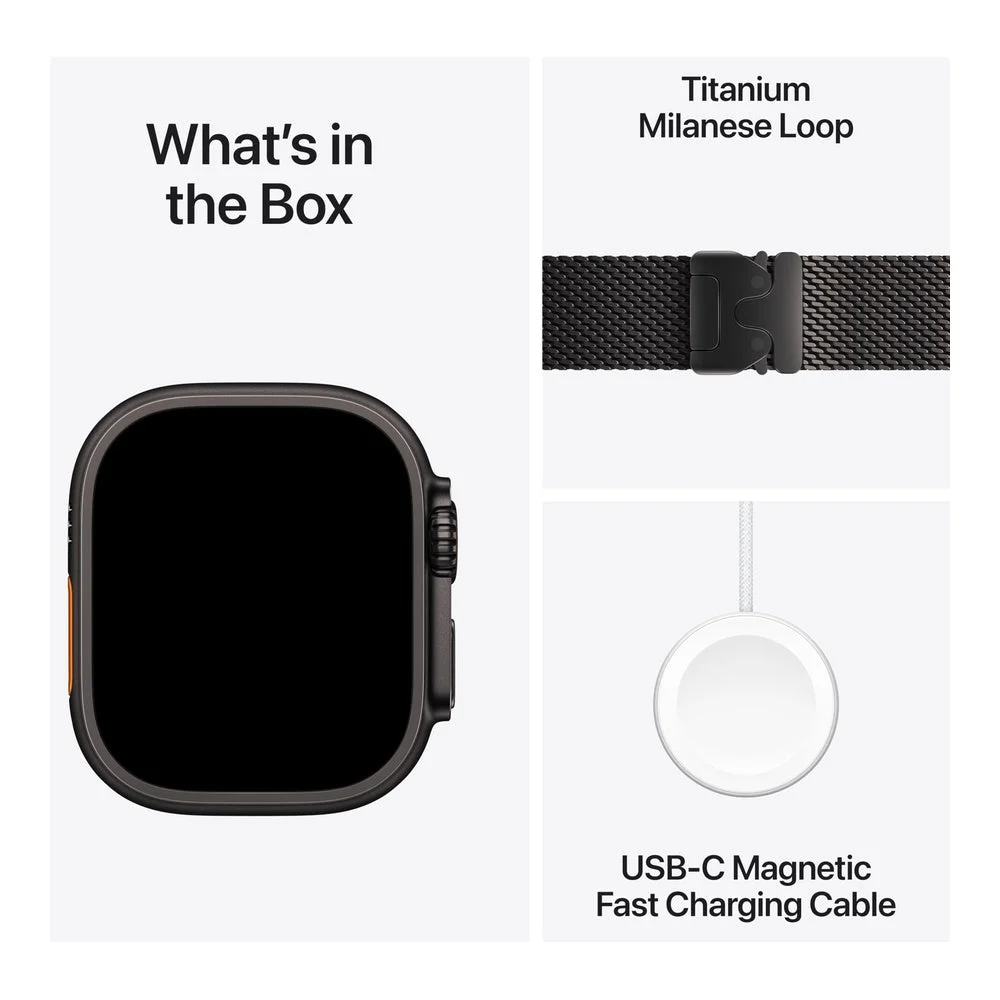 Apple Watch Ultra 3 [GPS + Cellular 49mm] Running & Multisport Smartwatch w/Rugged Titanium Case w/Black Titanium Milanese Loop - L. Satellite Communications, Advanced Health & Fitness Tracking