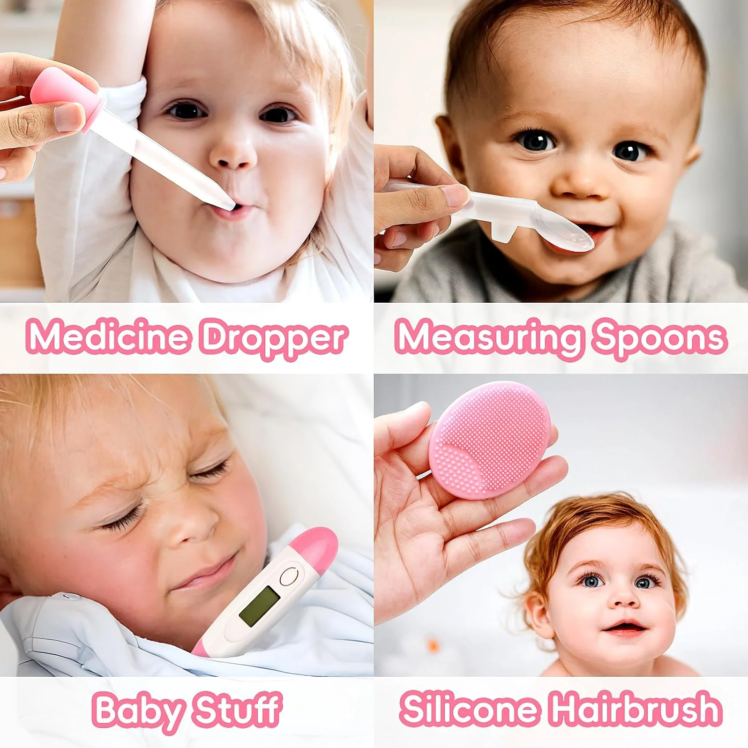 Kit de Cuidado e Higiene para Bebé 8 Piezas Rosado
