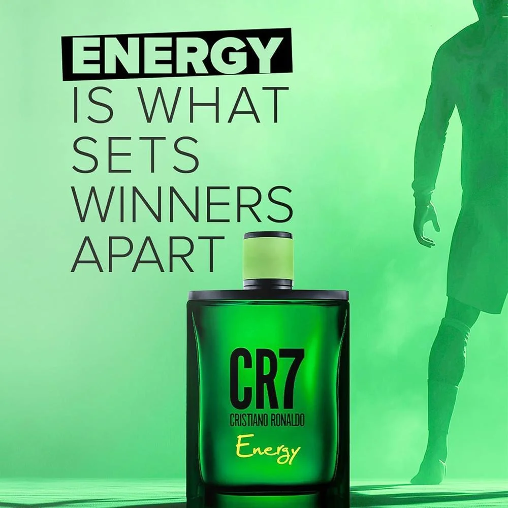 Cristiano Ronaldo CR7 Energy Eau de Toilette - Colonia masculina con cardamomo, lavanda y notas de madera de cedro