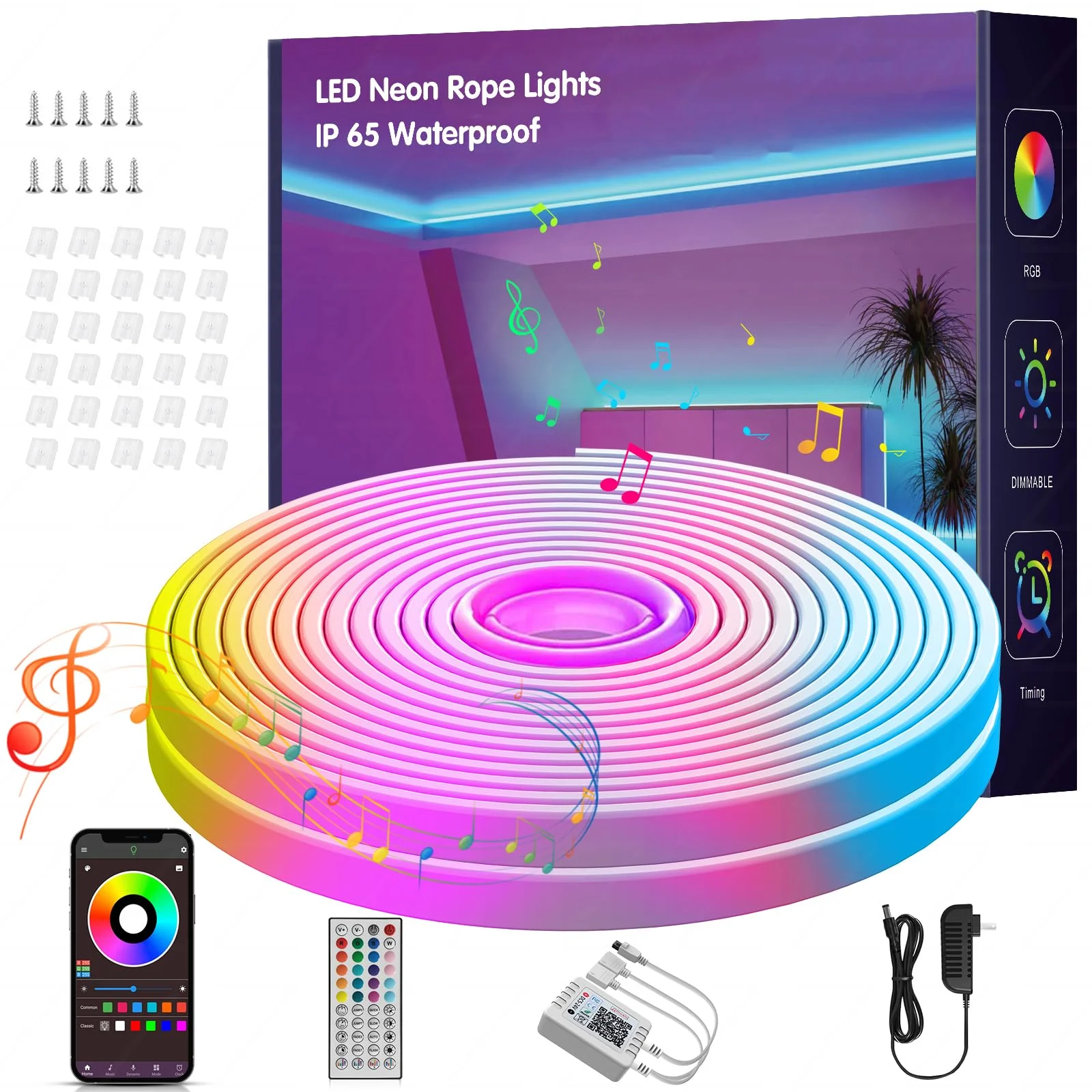 Cinta LED RGB Nbbuff 10 metros control remoto y app