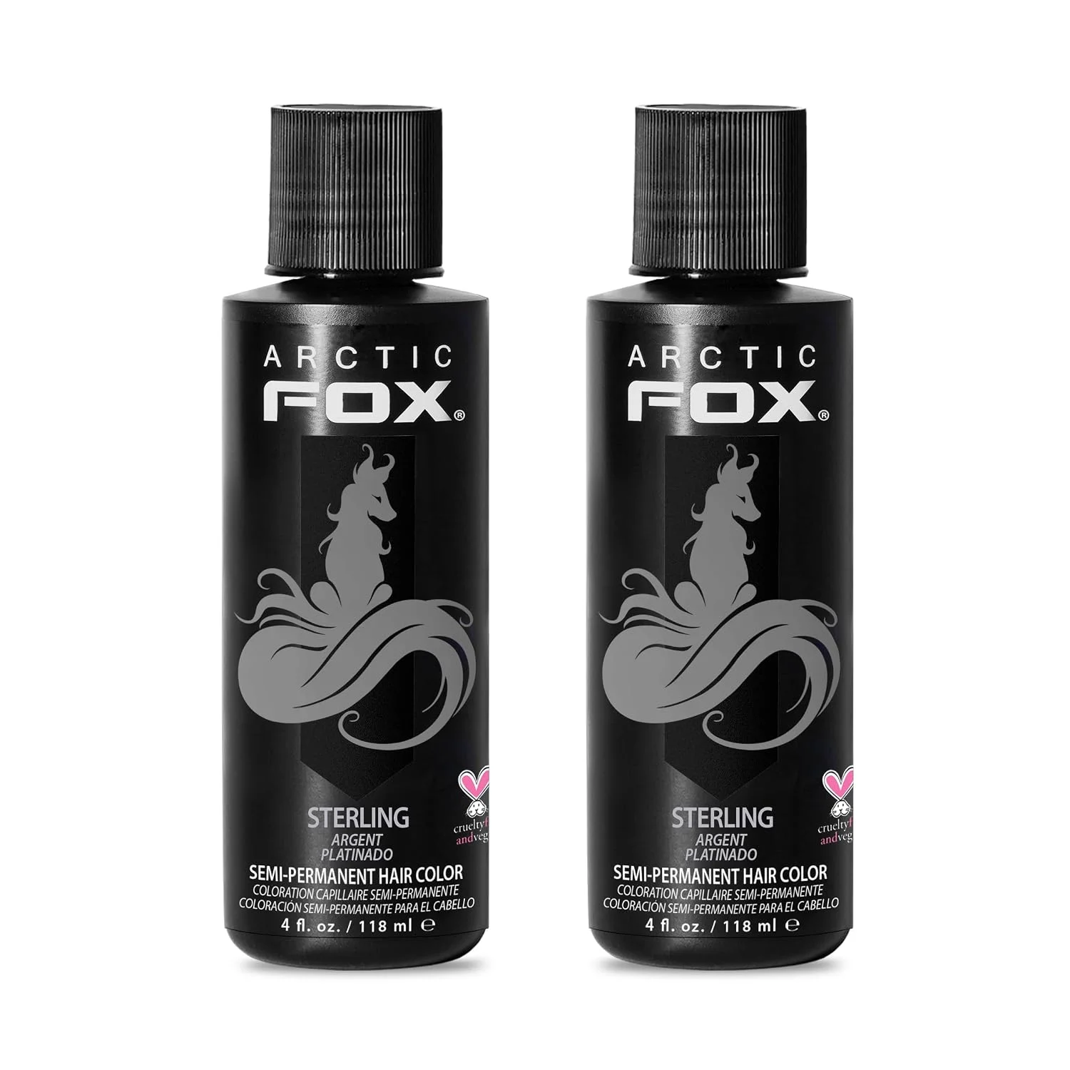 ARCTIC FOX Semi-Permanent Dye Sterling - Vegan Ammonia-Free - 2x4 fl oz