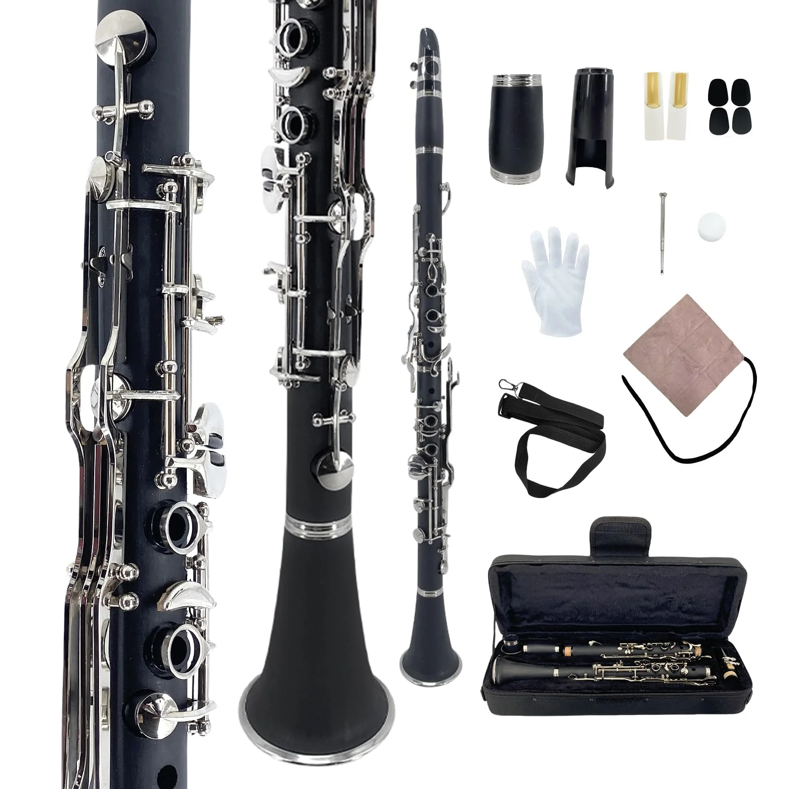 Clarinete G Youngmonic Ébano con Llaves Niqueladas Kit Completo para Principiantes